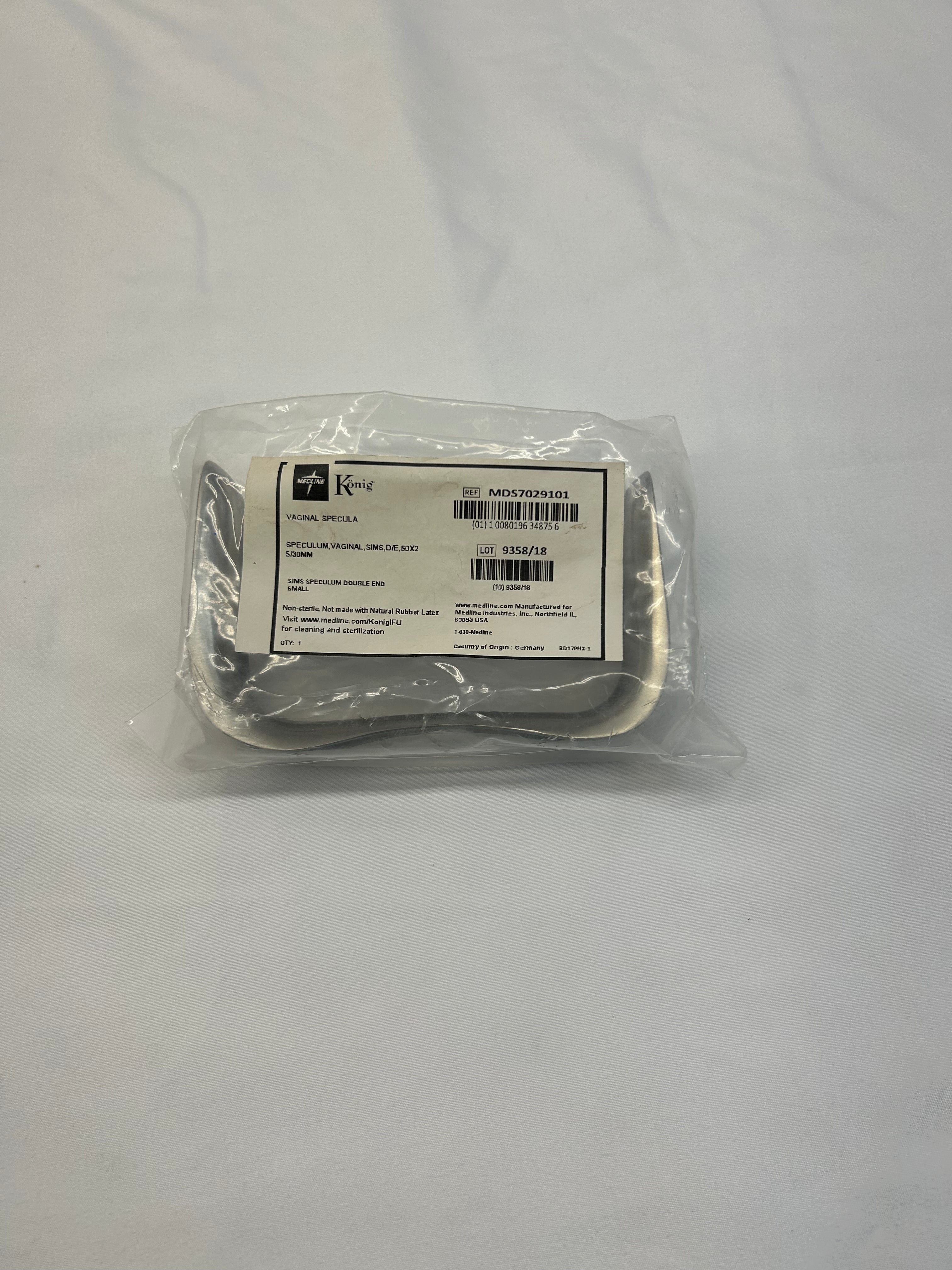 Medline MDS7029101 | Konig Small Sims Vaginal Speculum, Double-Ended, 60 x 25/30 mm