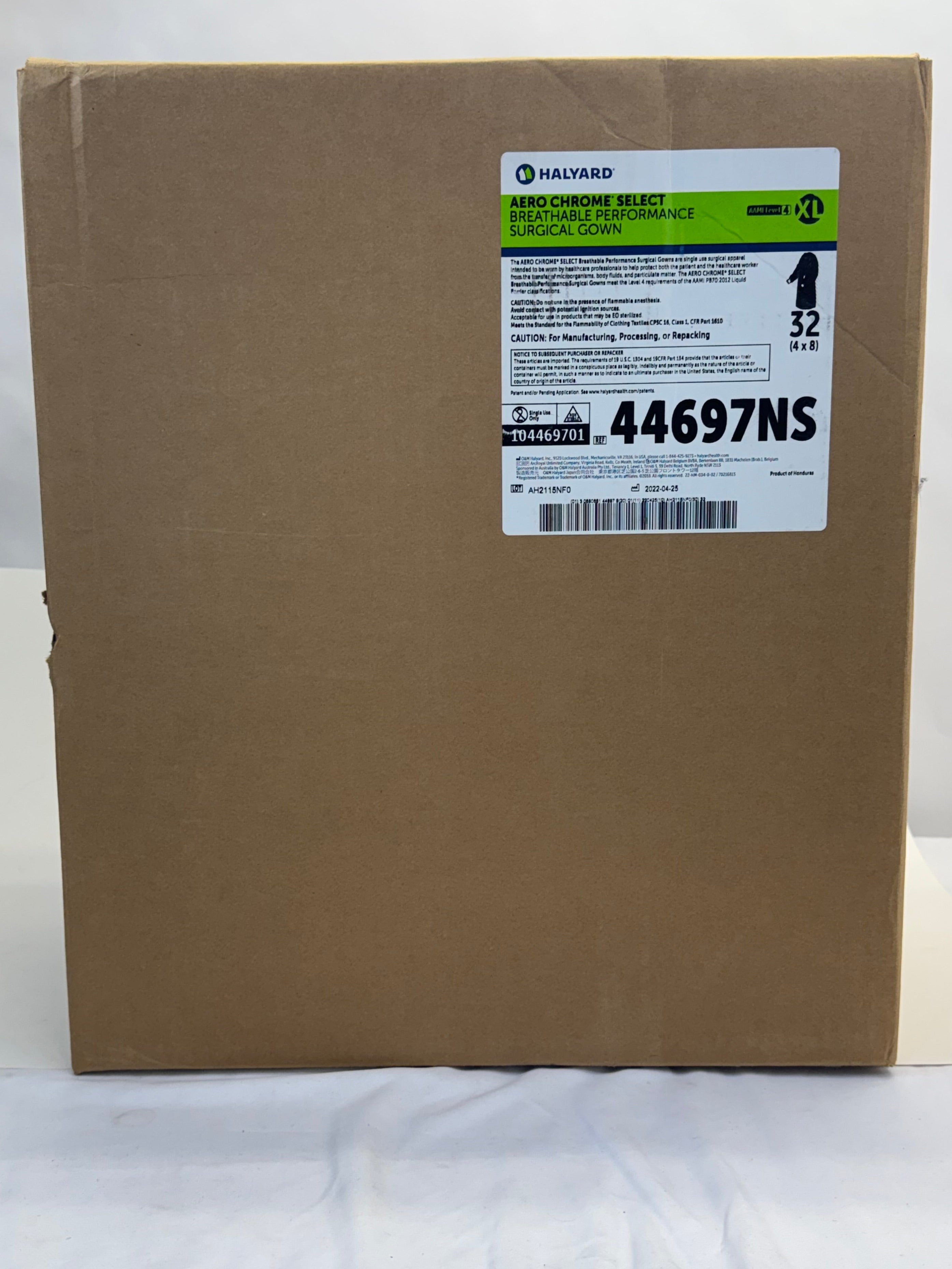 Halyard Aero Chrome 44697NS Non Sterile XL Surgical Gown | AAMI Level 4 Protection