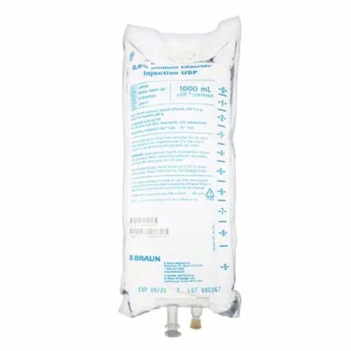 0.9% Sodium Chloride Injection, 1000 mL Bag, Case of 12 Saline IV Bags for Sale - In Stock