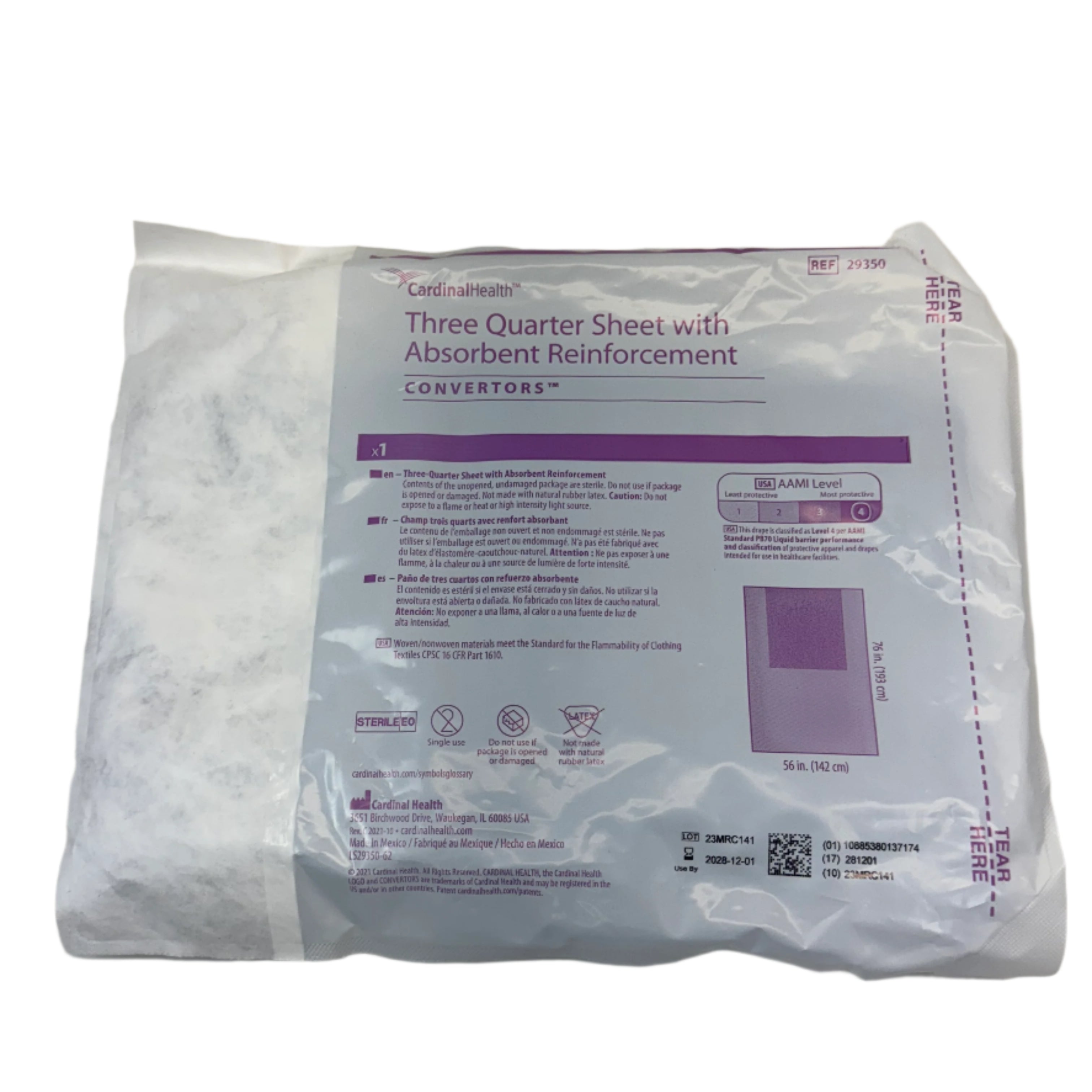 Cardinal Health 29350 3/4 Drape Sheet, 56" x 77", Sterile, Box of 11