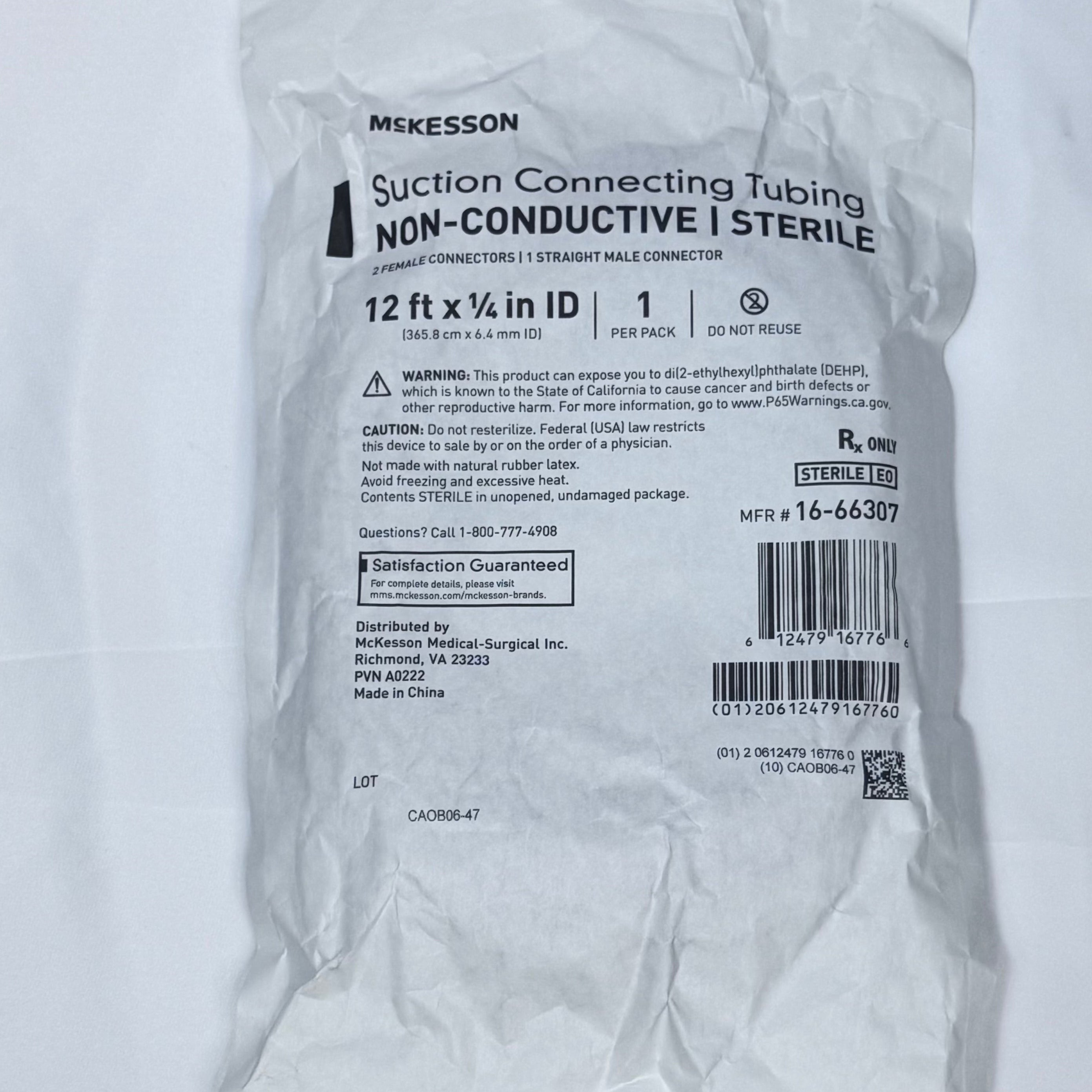 McKesson Connecting Tubing 16-66307, 3/16" x 7', Non-Sterile, Latex-Free, Box of 9
