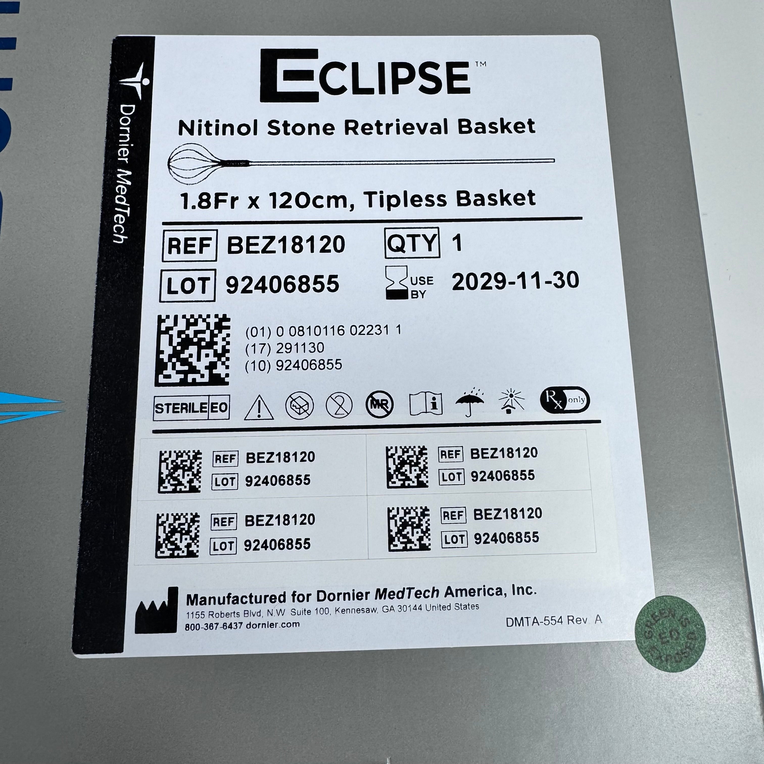 Dornier BEZ18120 | Eclipse Nitinol Stone Retrieval Basket one per Box