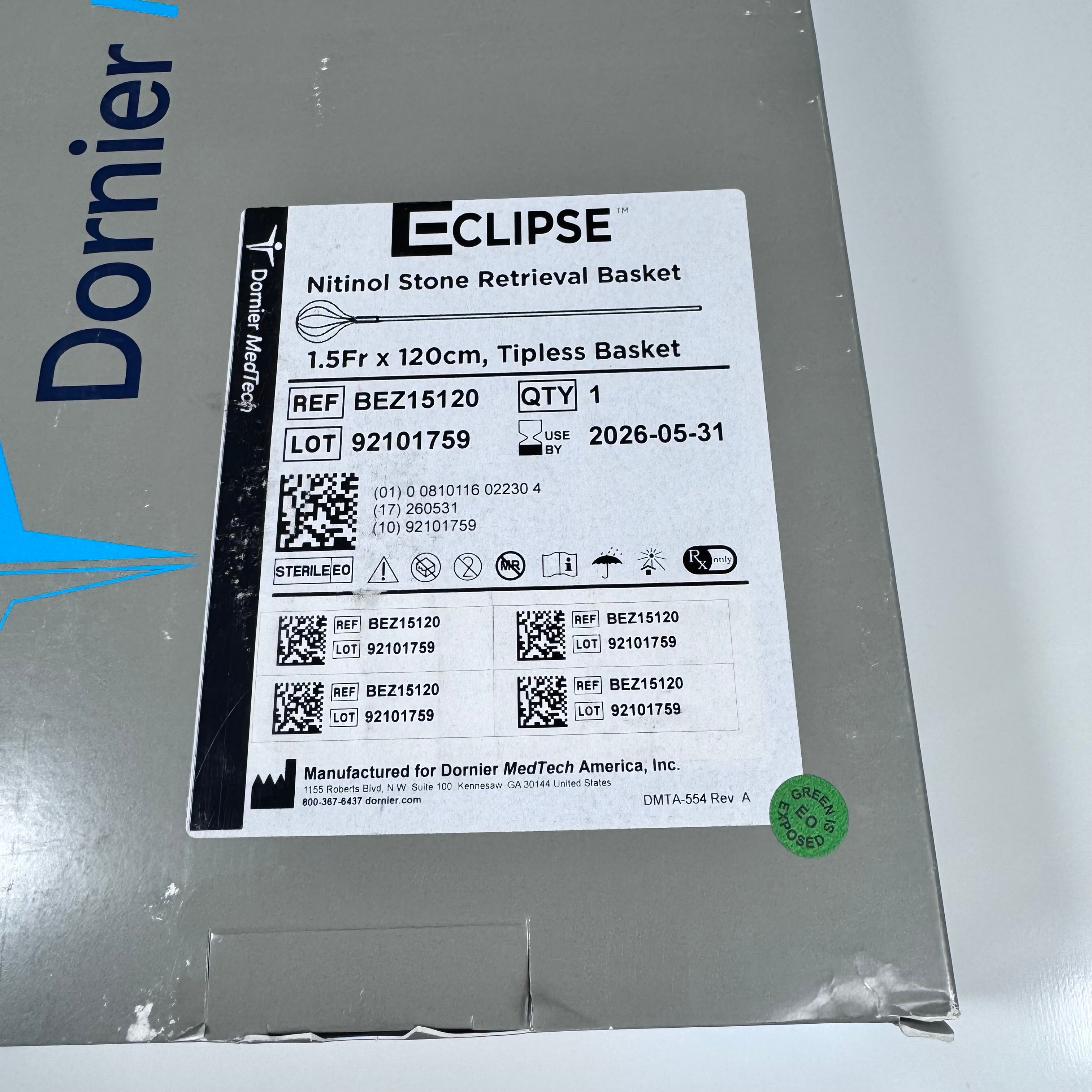 Dornier BEZ15120 | Eclipse Nitinol Tipless Stone Retrieval Basket One in each box