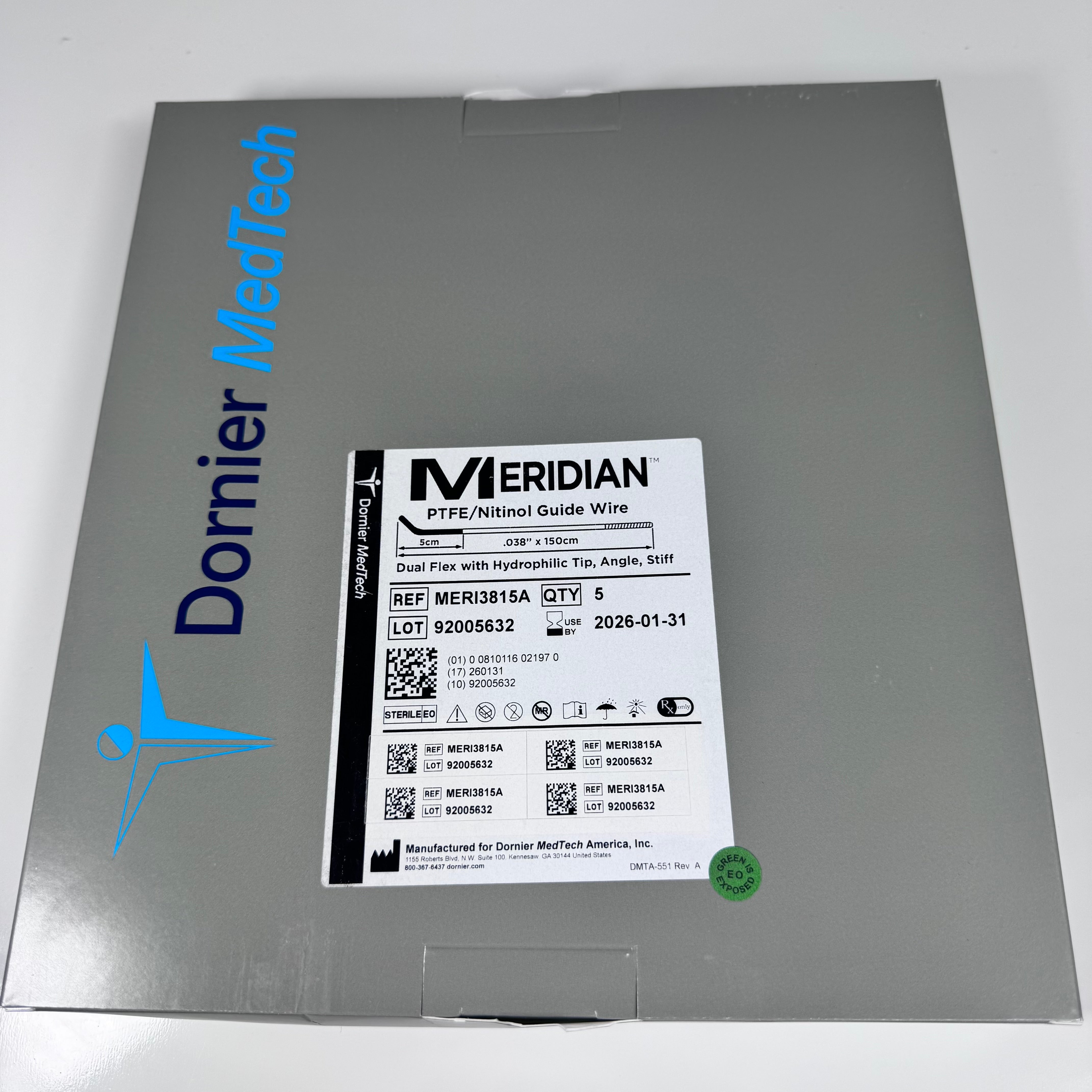 Dornier MERI3815A | Meridian .038 Hybrid PTFE/Nitinol Guidewire 5/Box