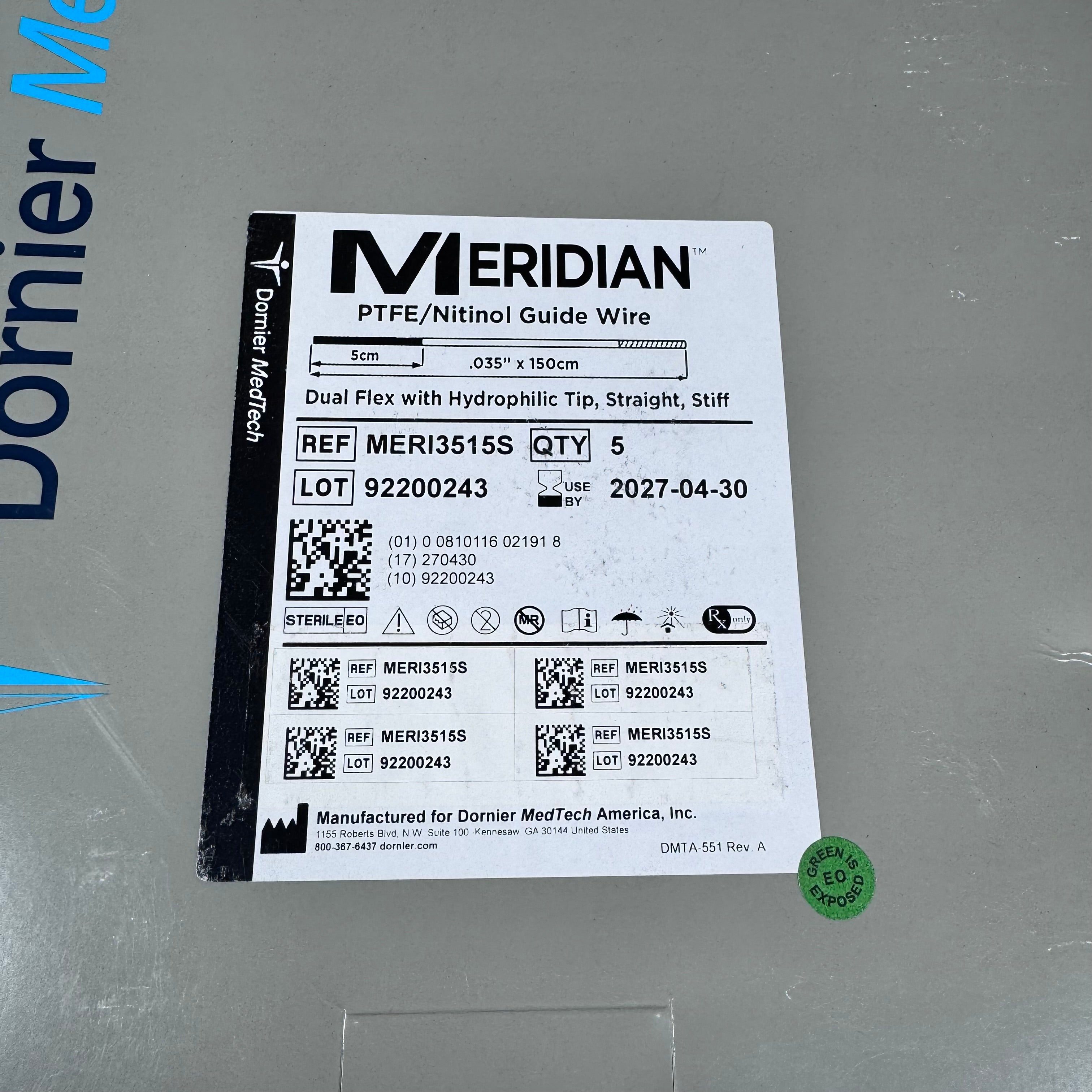 Dornier MERI3515S | Meridian PTFE/Nitinol Guide Wire 5/Box