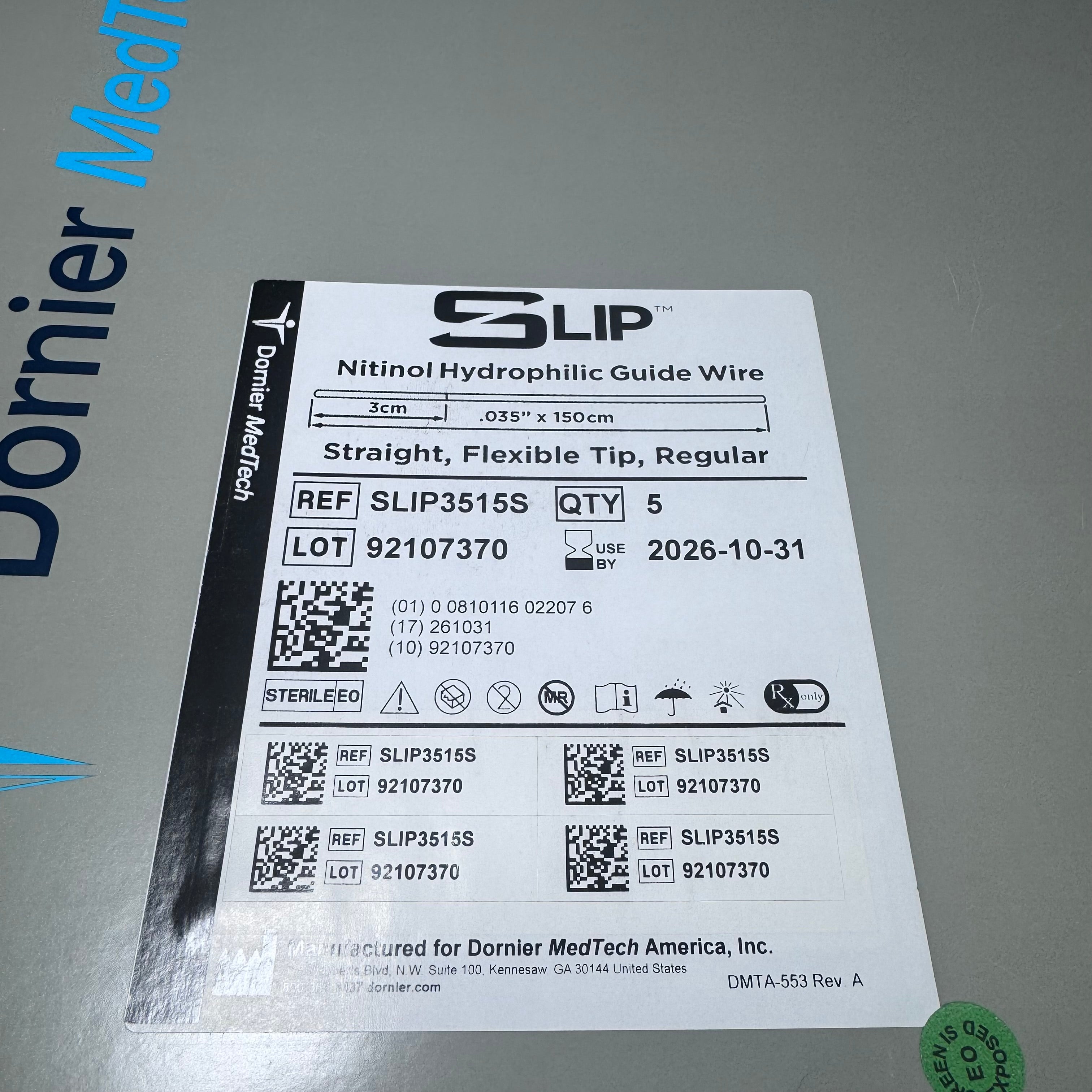 Dornier SLIP3515S | Slip Nitinol Hydrophilic Guide Wire 5/Box