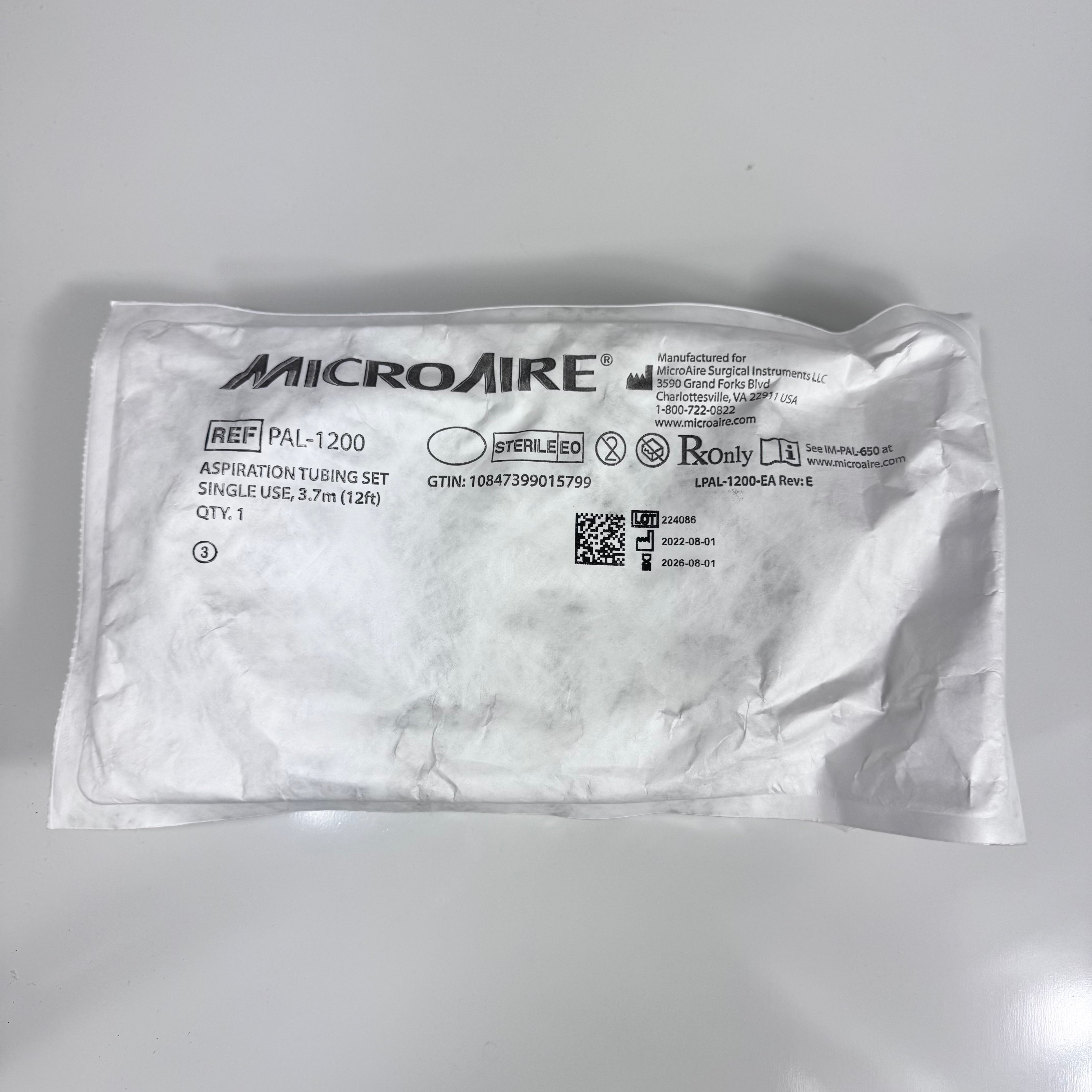 MicroAire PAL-1200 Aspiration Tubing Set