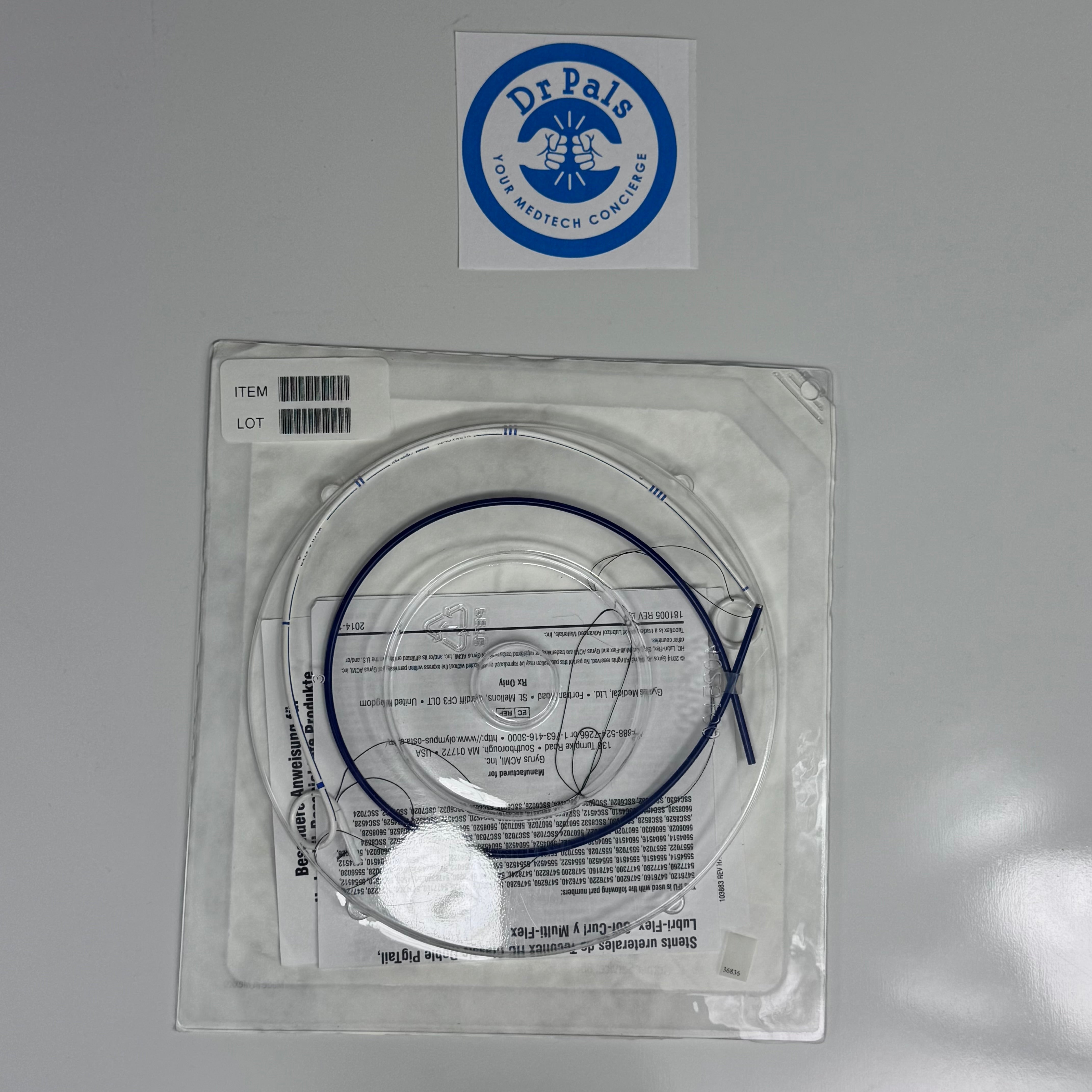 Olympus Gyrus ACMI 5606024 | Double Pigtail Ureteral Stent, Hydrophilic Coated, 6 Fr x 24 cm