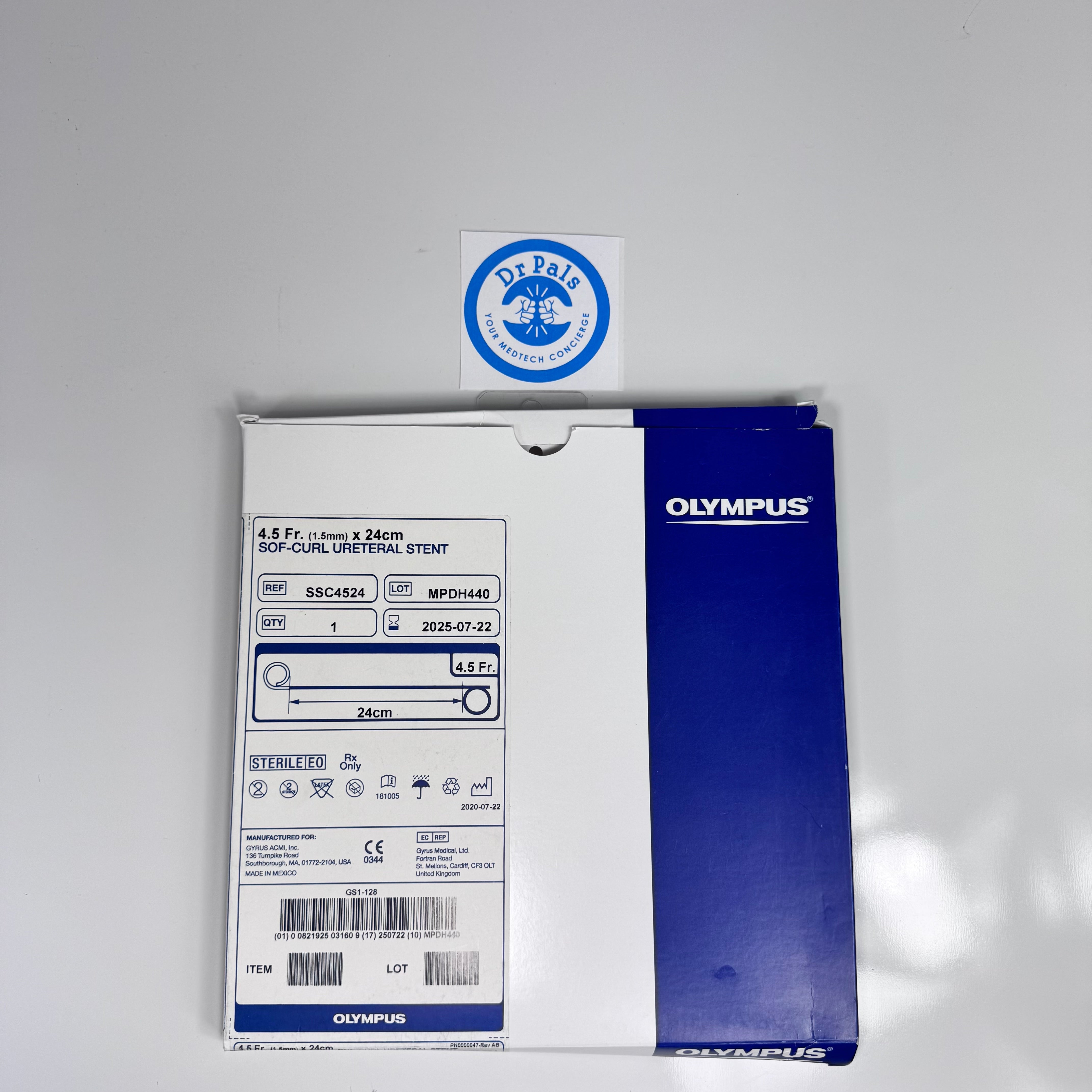 Olympus SSC4524 | Sof-Curl Ureteral Stent, 4.5 Fr x 24 cm