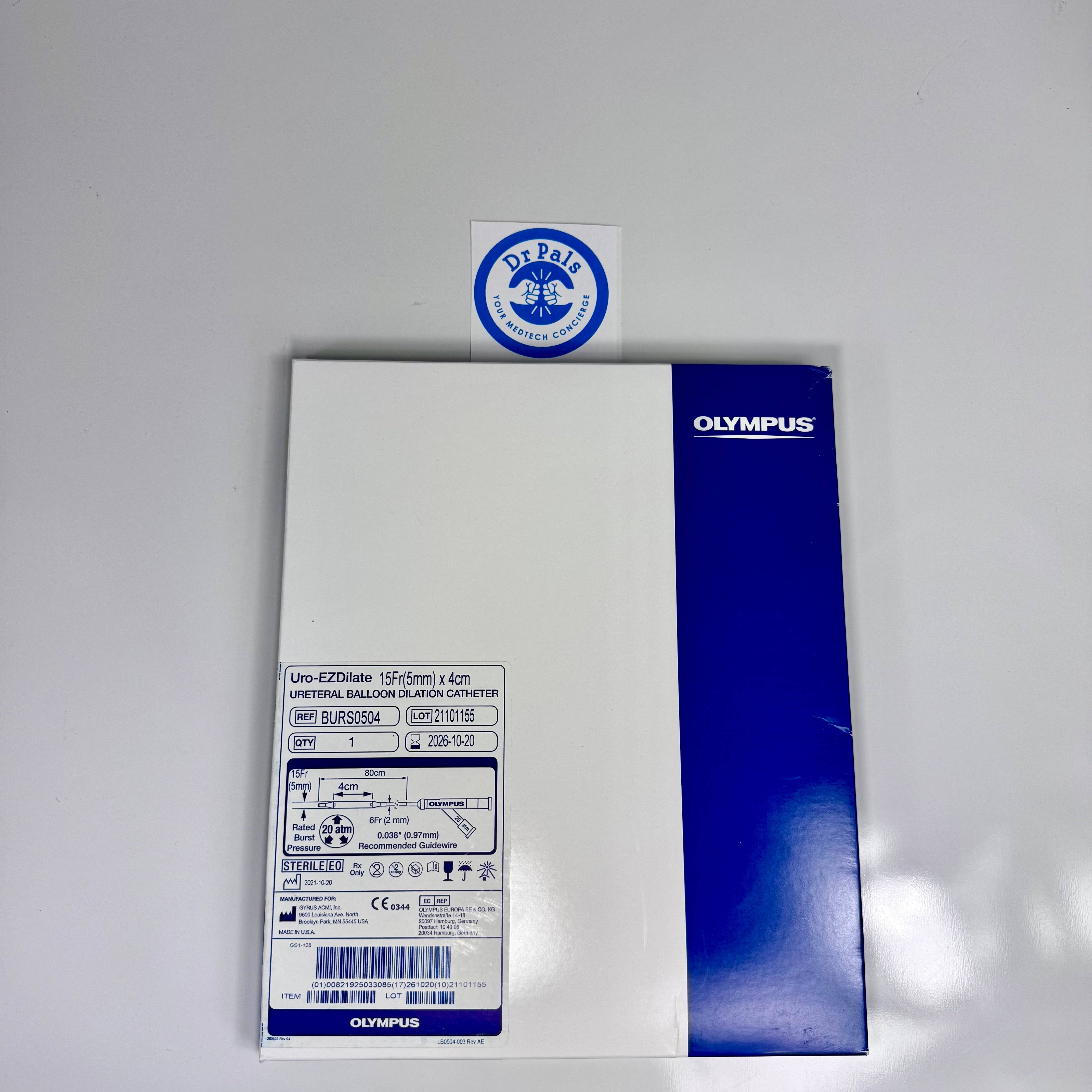 Olympus BURS0504 | EZDilate™ Ureteral Balloon Dilation Catheter, 5 mm (15 Fr) x 4 cm