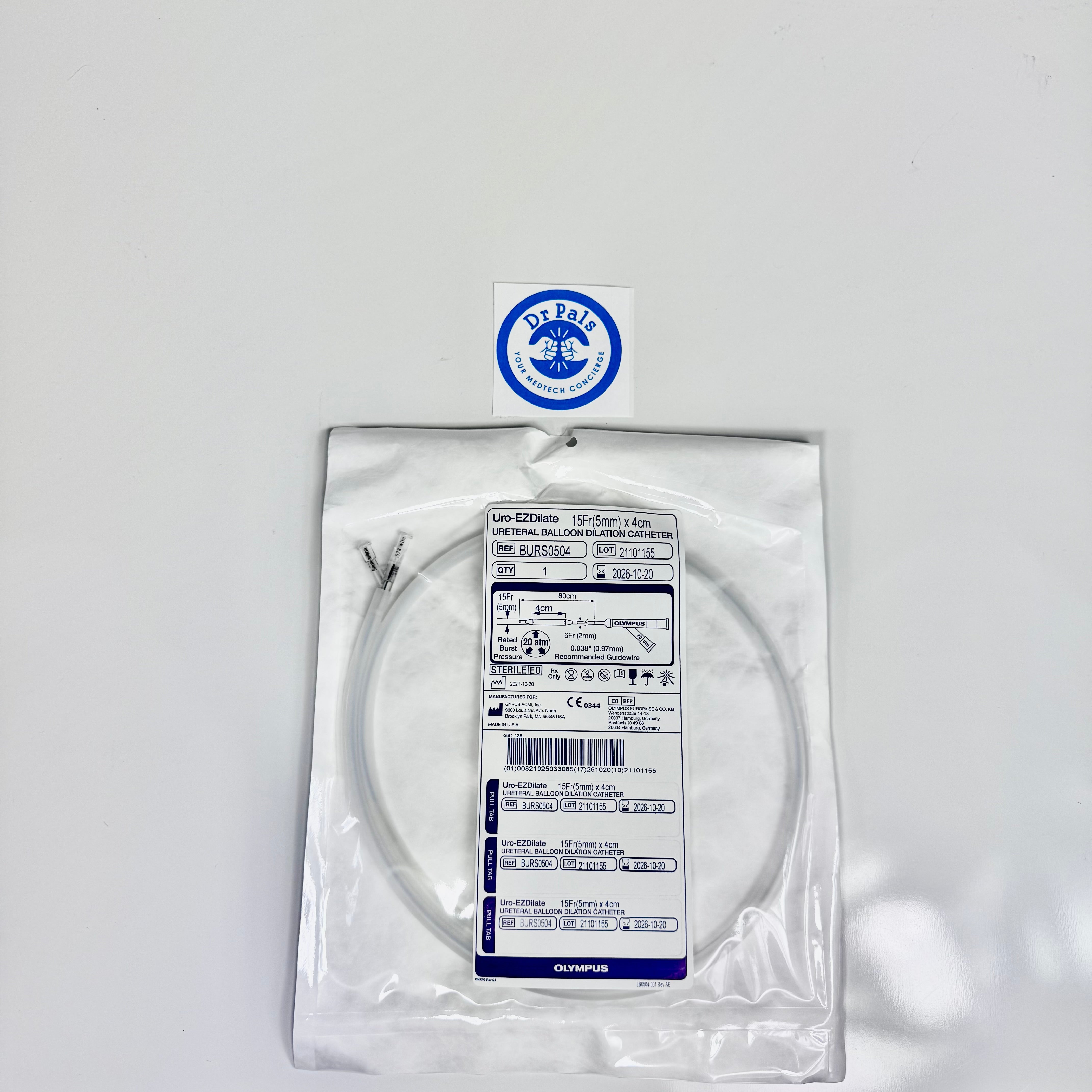 Olympus BURS0504 | EZDilate™ Ureteral Balloon Dilation Catheter, 5 mm (15 Fr) x 4 cm