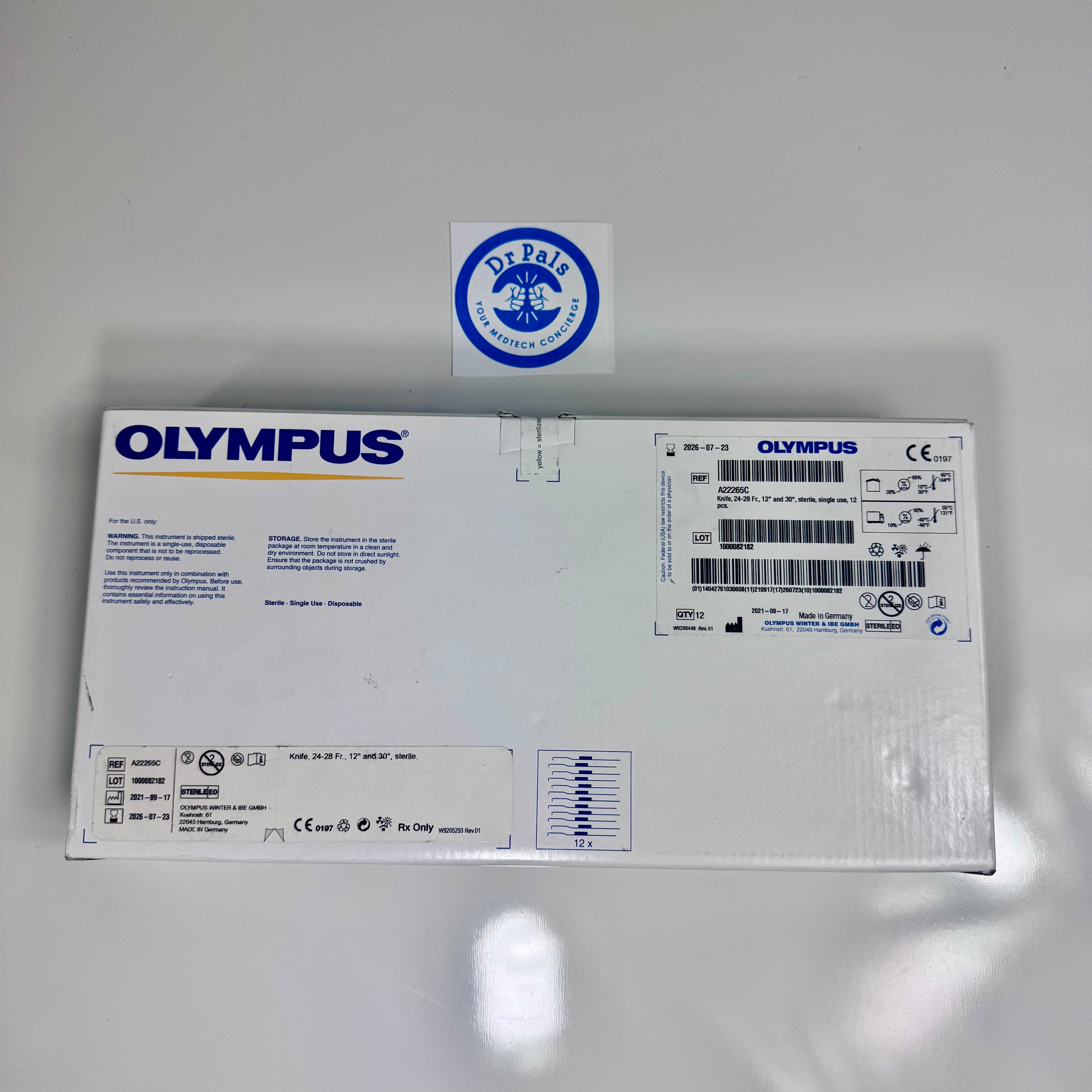 Olympus A22265C |Knife Electrode 24-28 Fr 12°/30° Single-Use 12/Box