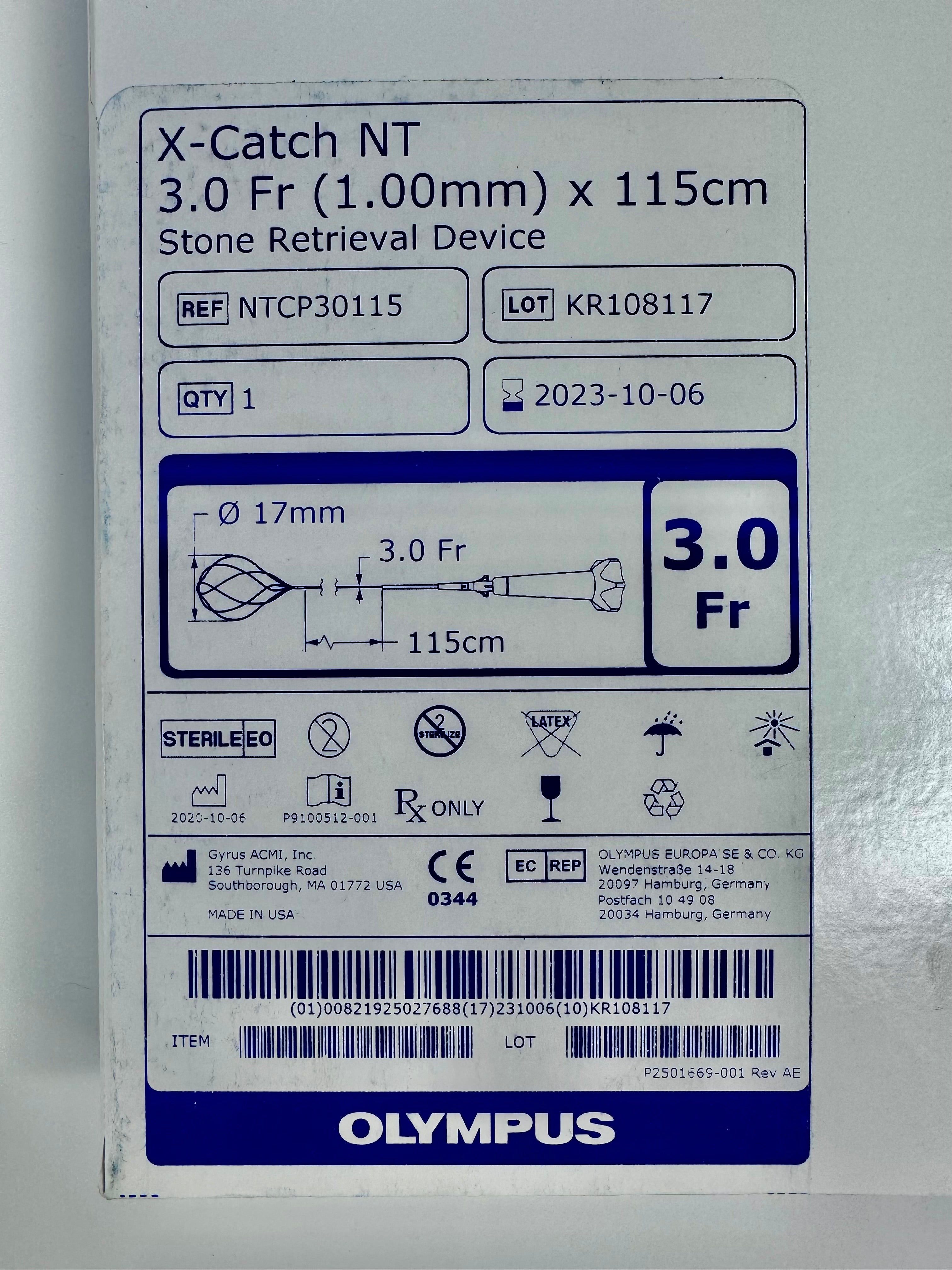 Olympus NTCP30115 | X-Catch NT No-Tip Nitinol Basket Stone Retrieval Device