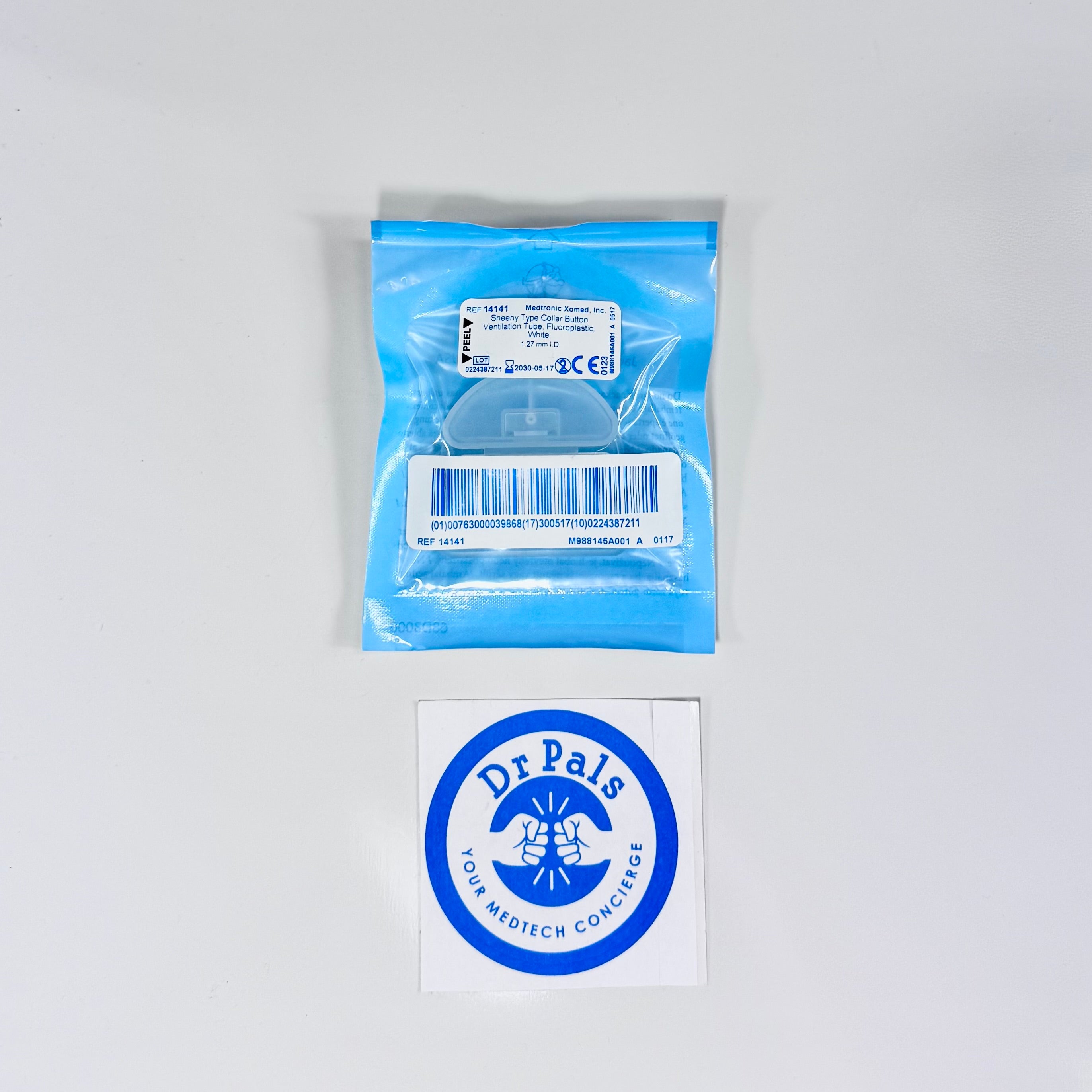 Sheehy Type Collar Button Ventilation Tube 14141 | Medtronic XOMED Fluoroplastic White 1.27 mm 9/Box