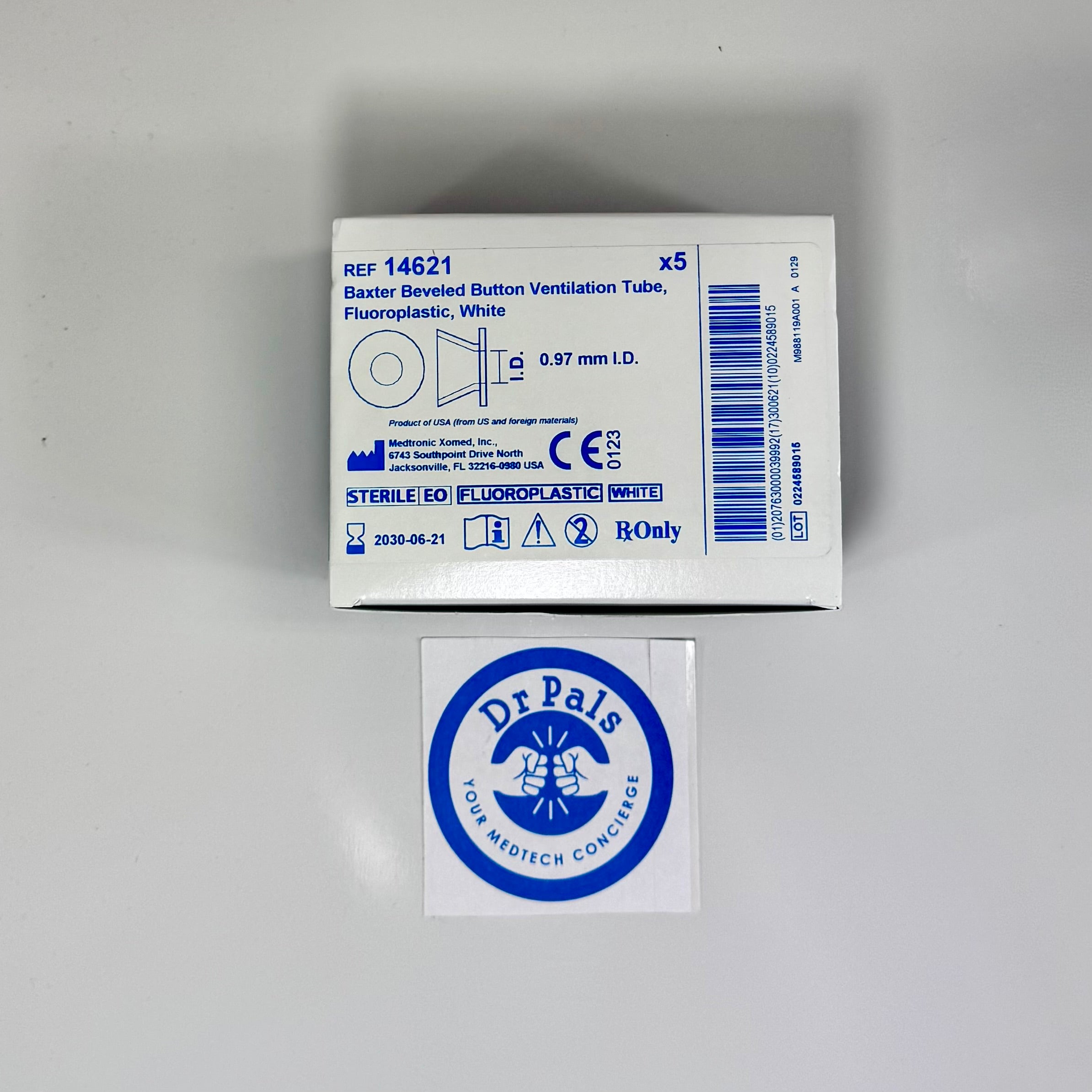 Baxter 14621 | Beveled Button Ventilation Tube Fluoroplastic White 8/Box Medtronic