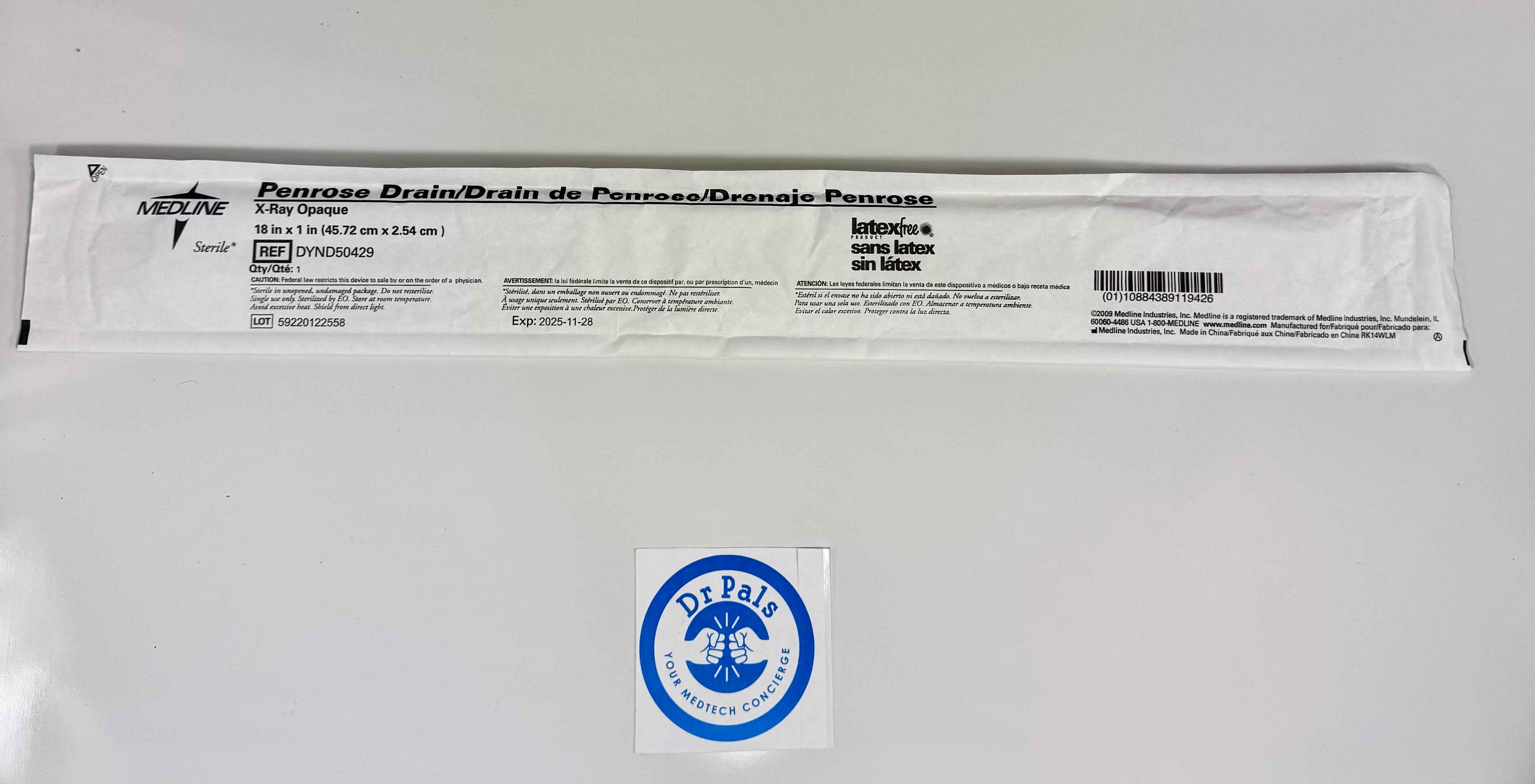Medline Silicone Penrose Drain DYND50429 | 18" x 1" 22/Box