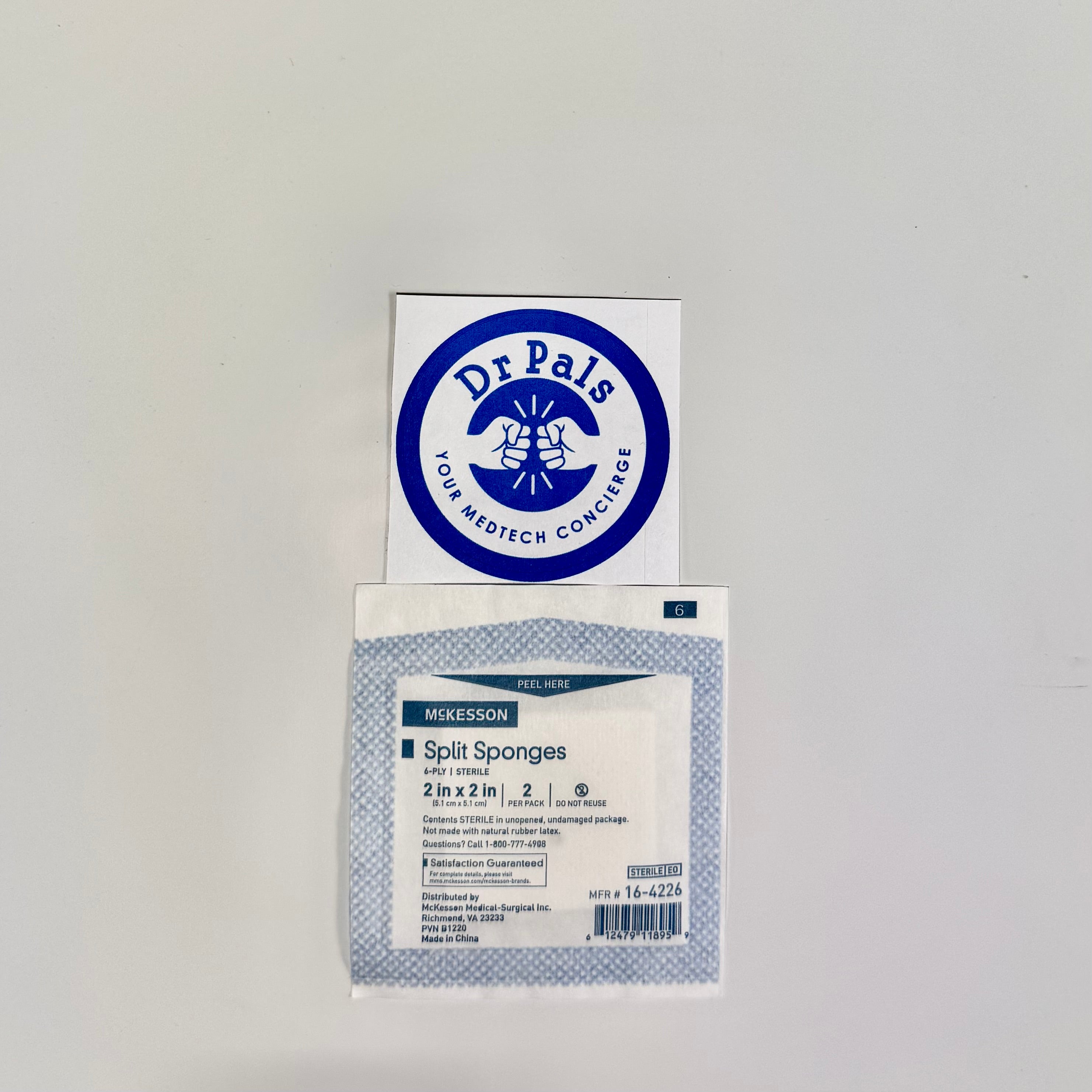McKesson Split Sponges 16-4226 | 2 x 2 Inch 6-Ply Sterile 10/Box