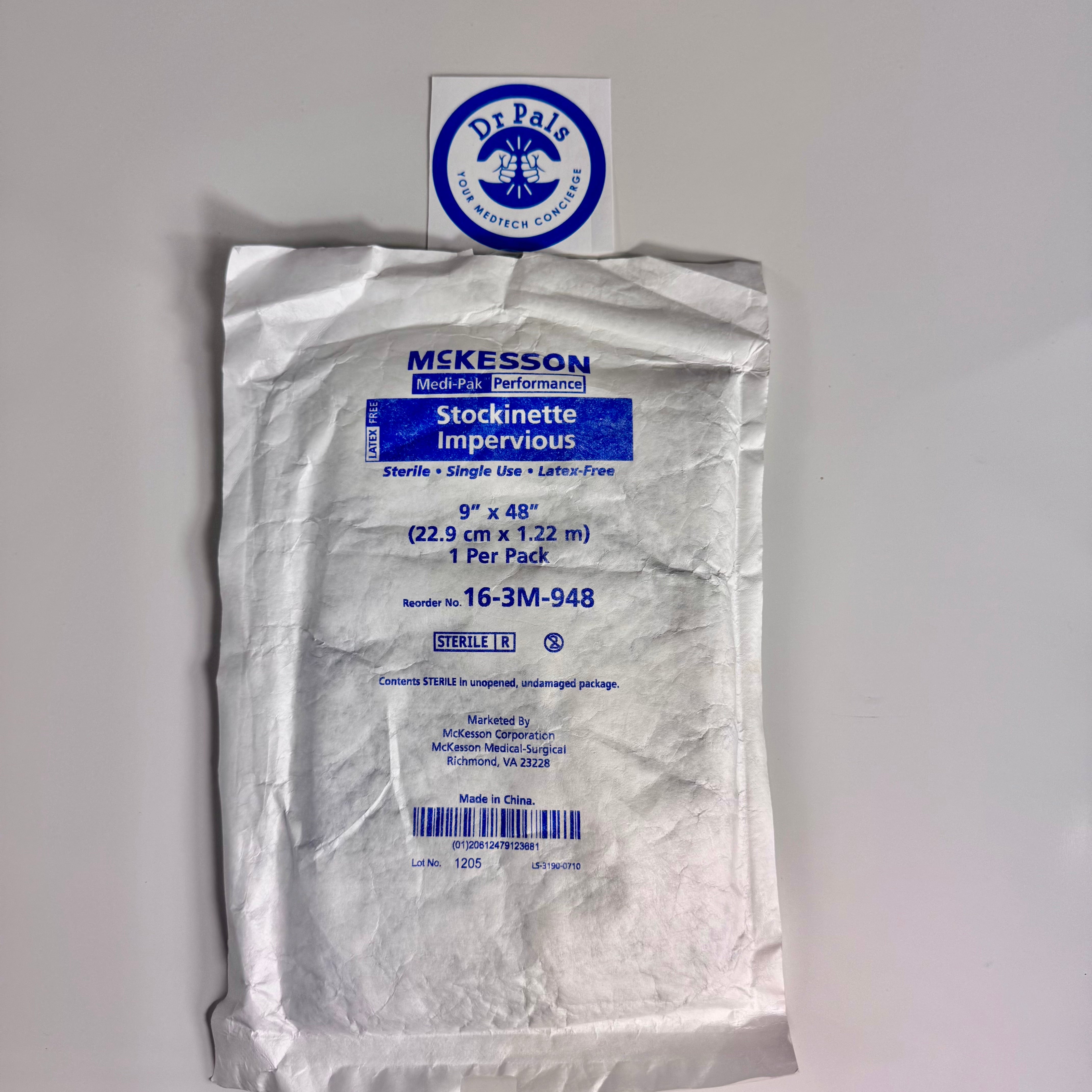 McKesson Sterile Impervious Surgical Stockinette 16-3M-948 | 9 x 48 Inch