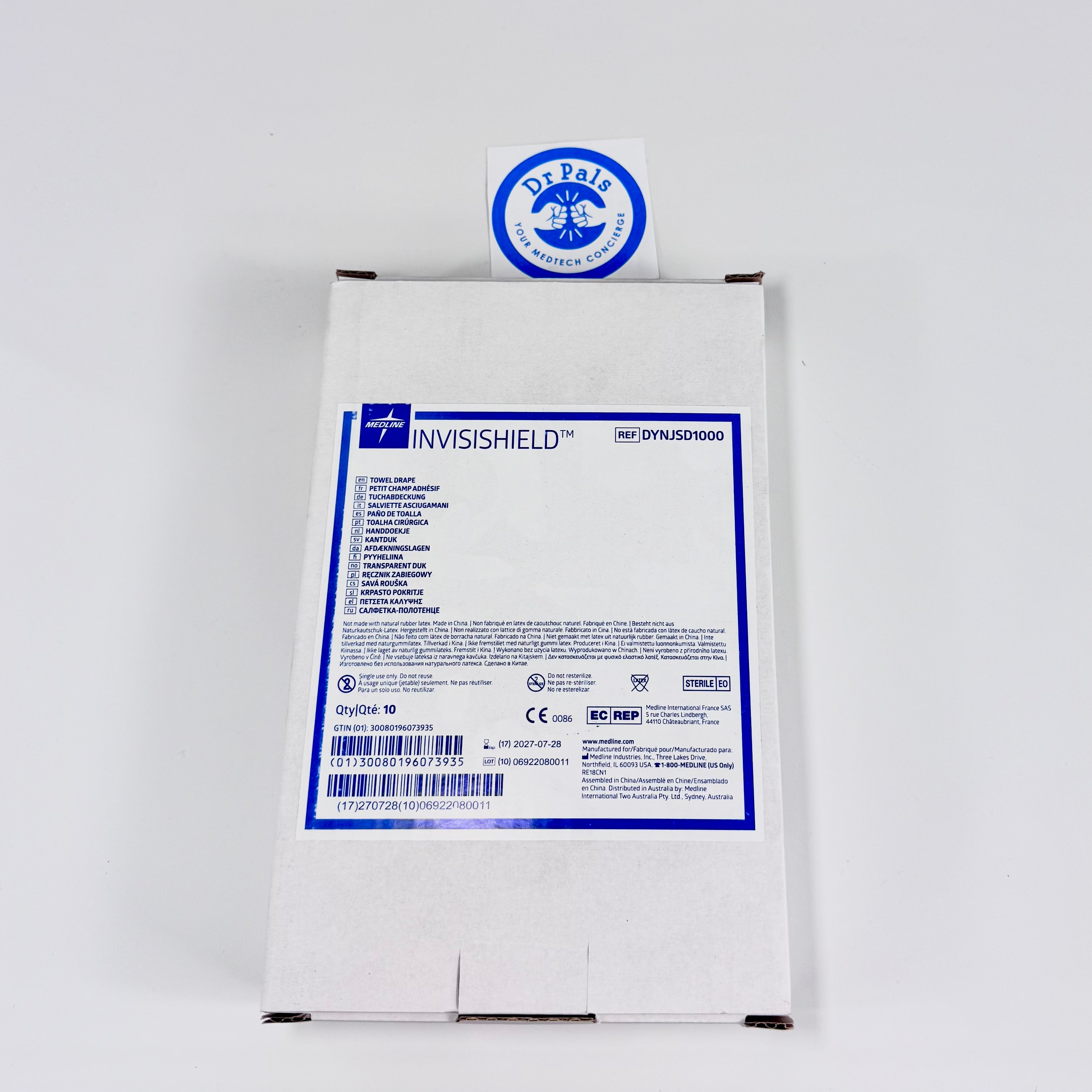 Medline Invisishield DYNJSD1000 Multipurpose Surgical Towel Drape – Small, 12" x 18" 10/Box