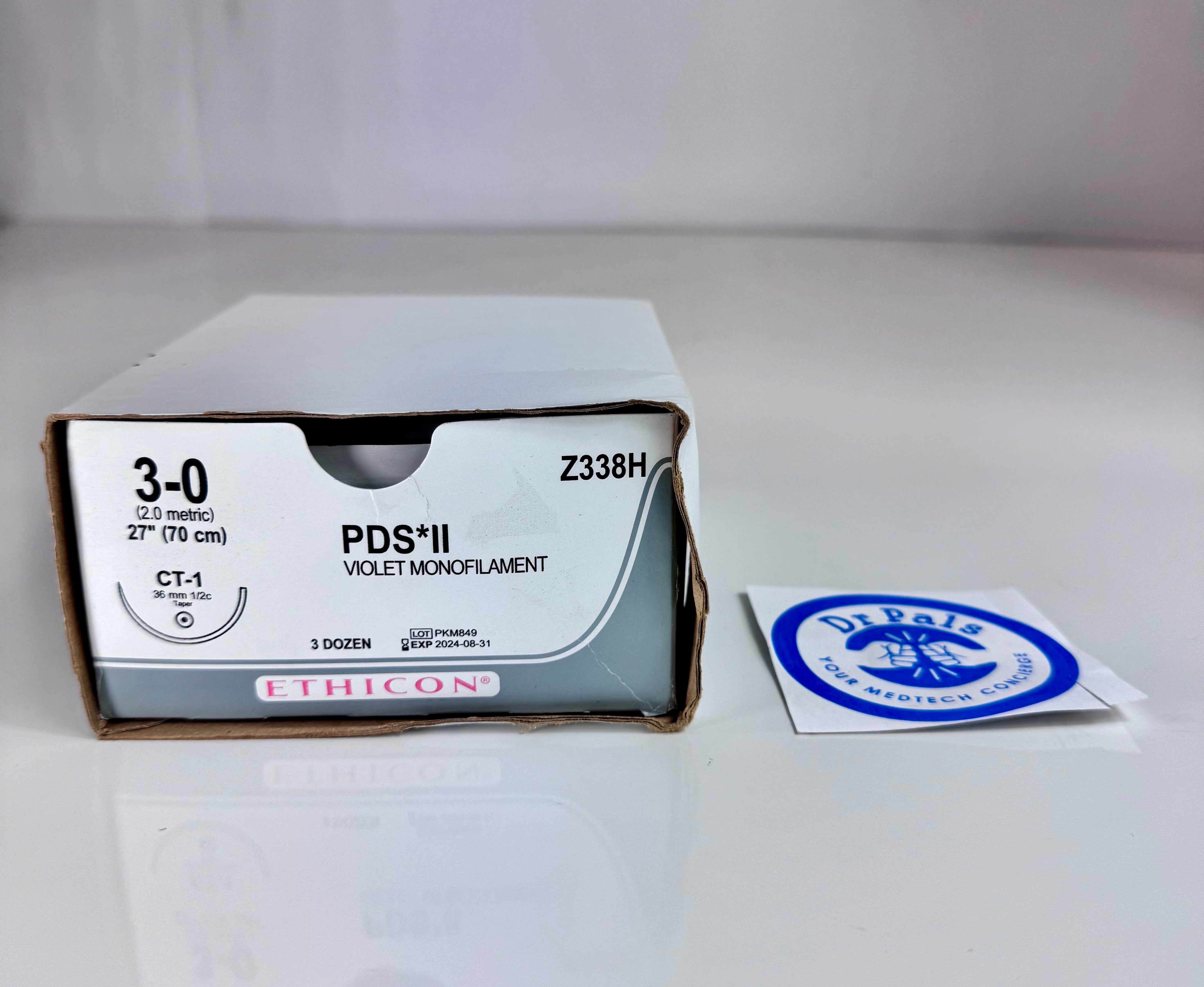 Ethicon PDS*II Violet Monofilament Suture, 3-0, Z338H 63/box