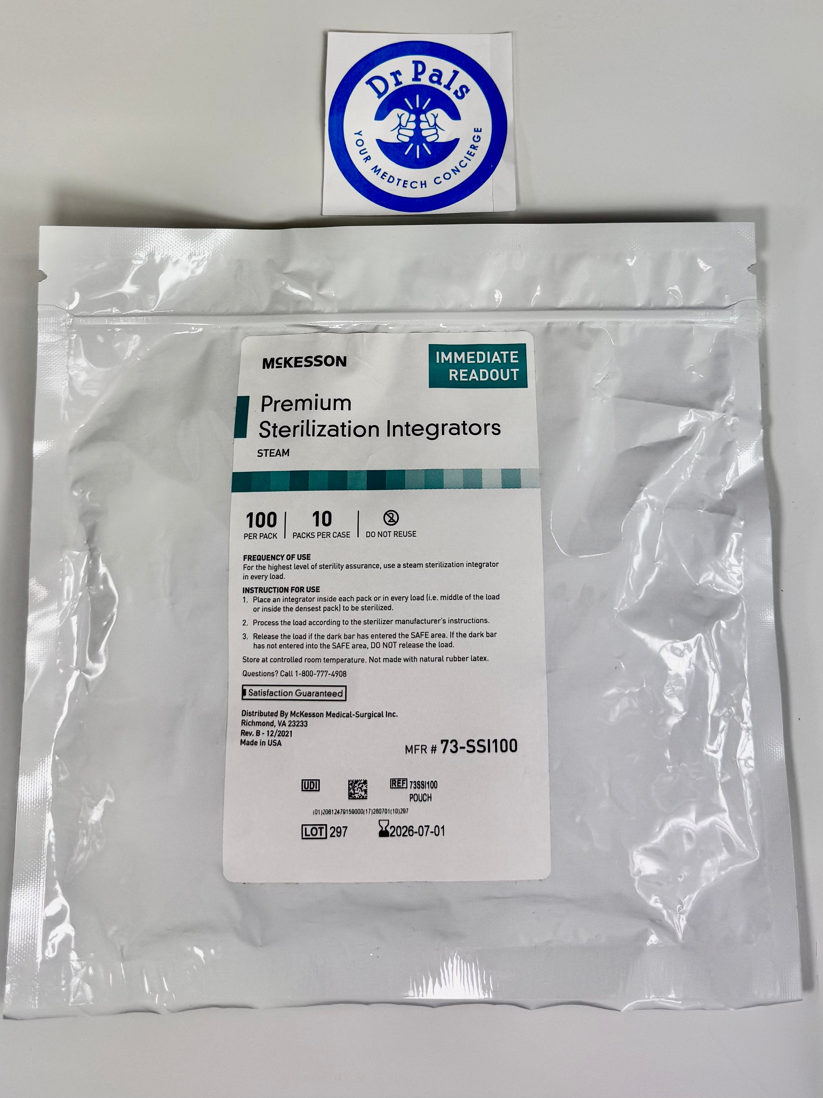McKesson Premium Sterilization Integrators 73-SSI100 – Class 5 Steam Chemical Integrator