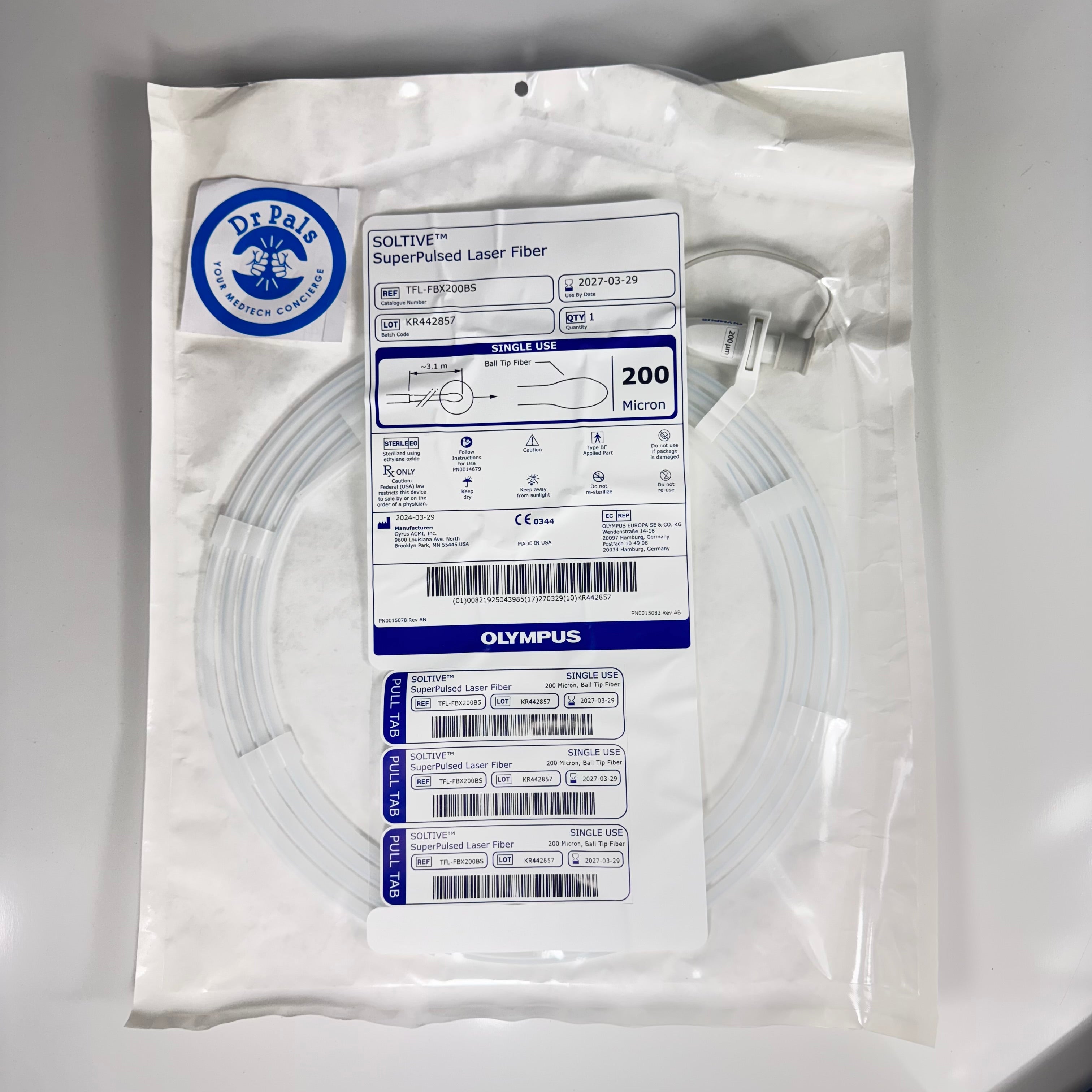 Olympus TFL-FBX200BS | 200 Micron SOLTIVE Ball Tip Laser Fiber