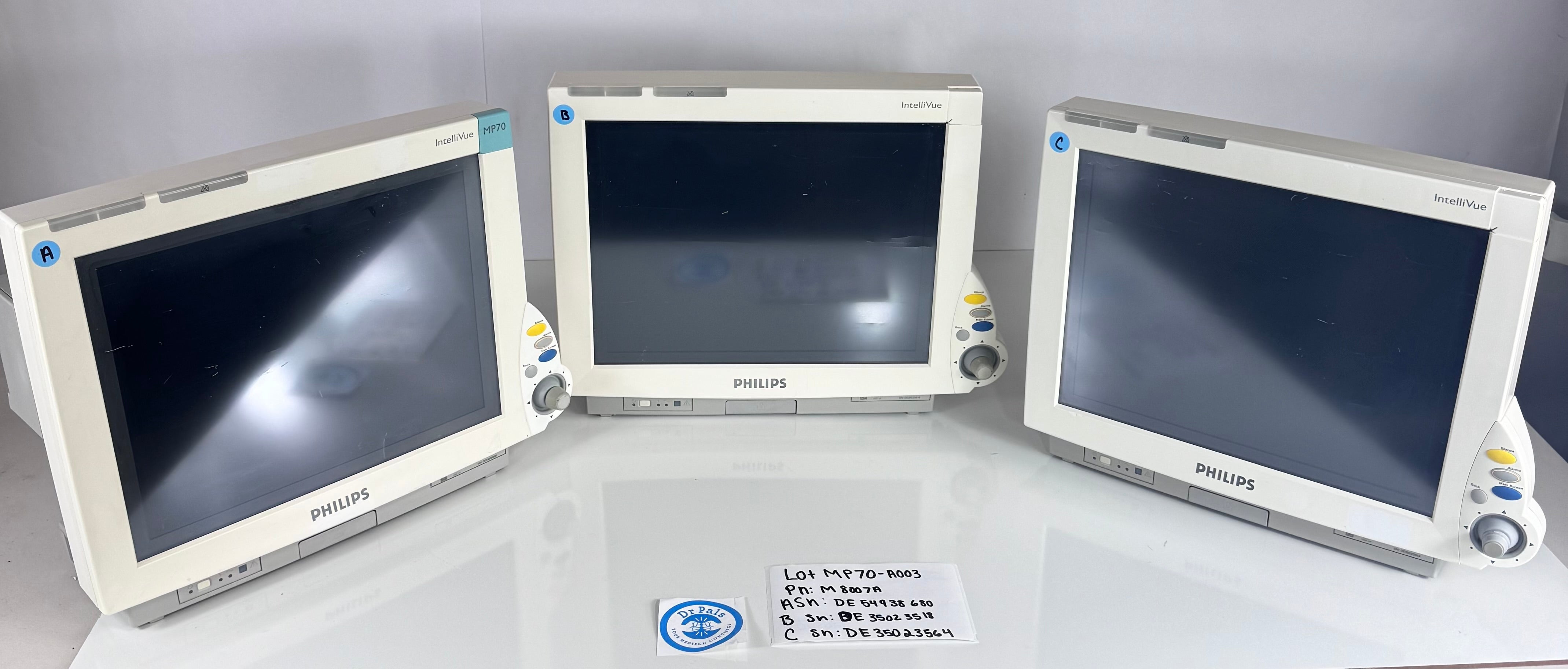Philips IntelliVue MP70 Patient Monitor (Model M8007A) Lot of 3