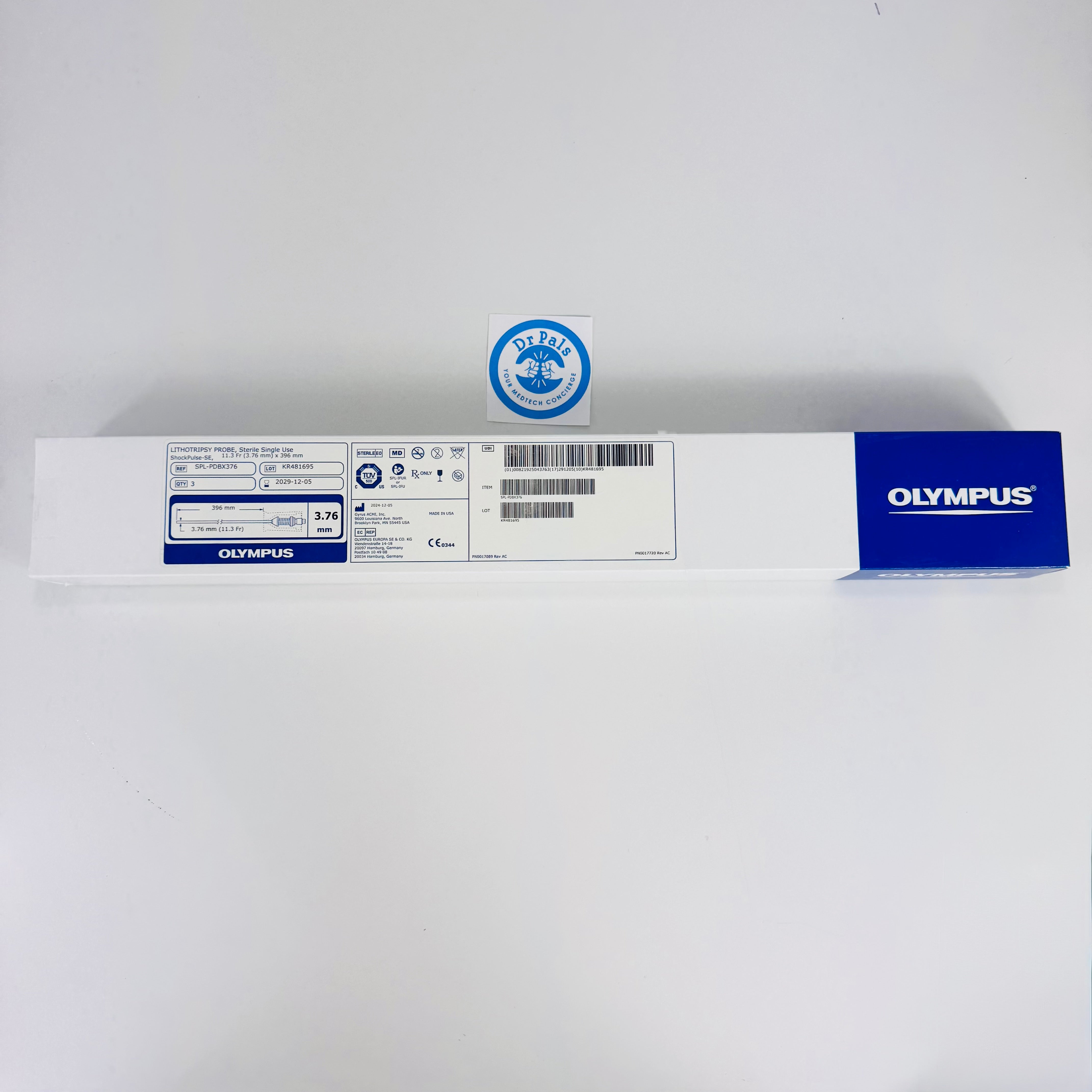 Olympus SPL-PDBX376 ShockPulse Lithotripsy Probe | 3.76 mm Sterile Single Use 3/Box