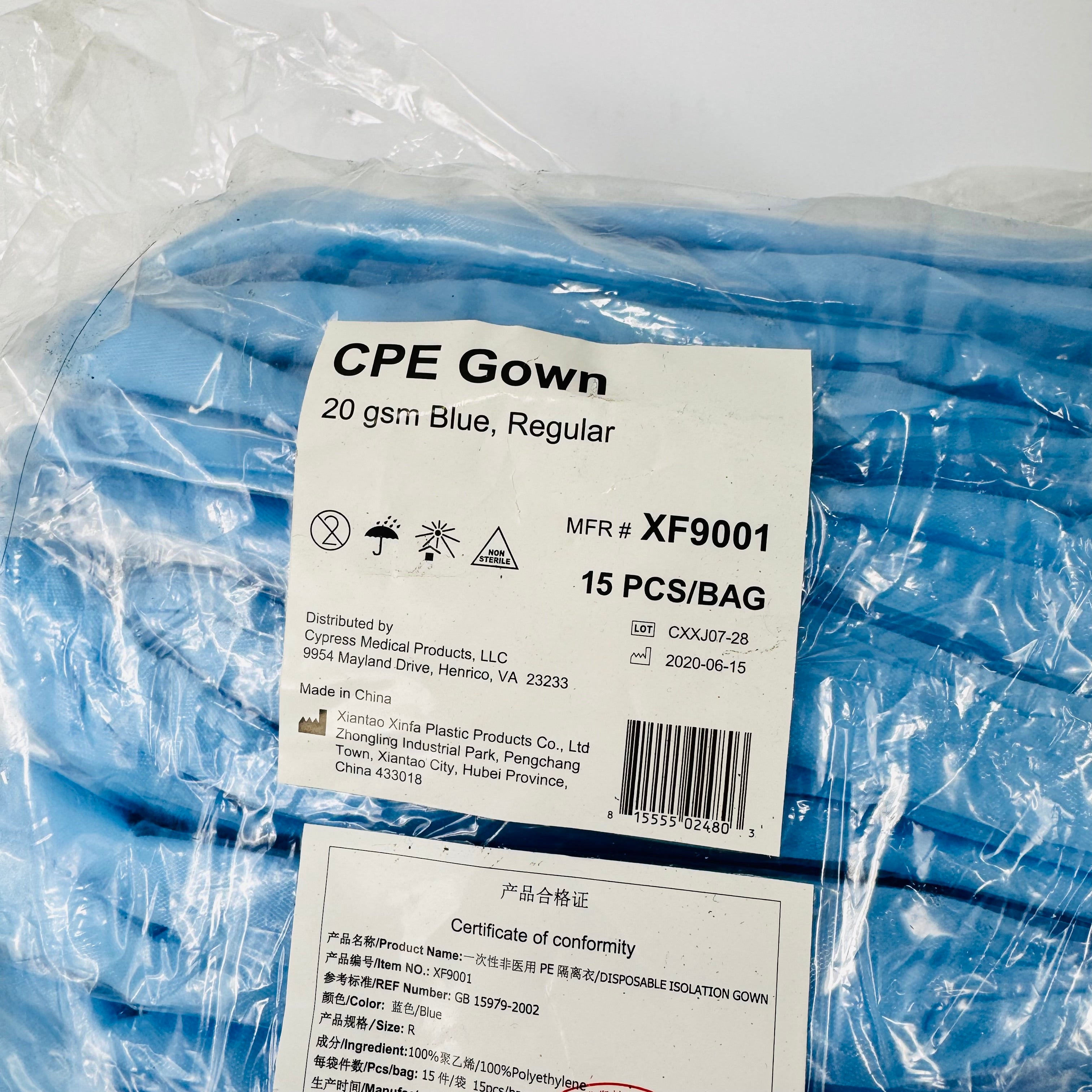 McKesson XF9001 | 20 gsm Blue CPE Isolation Gown