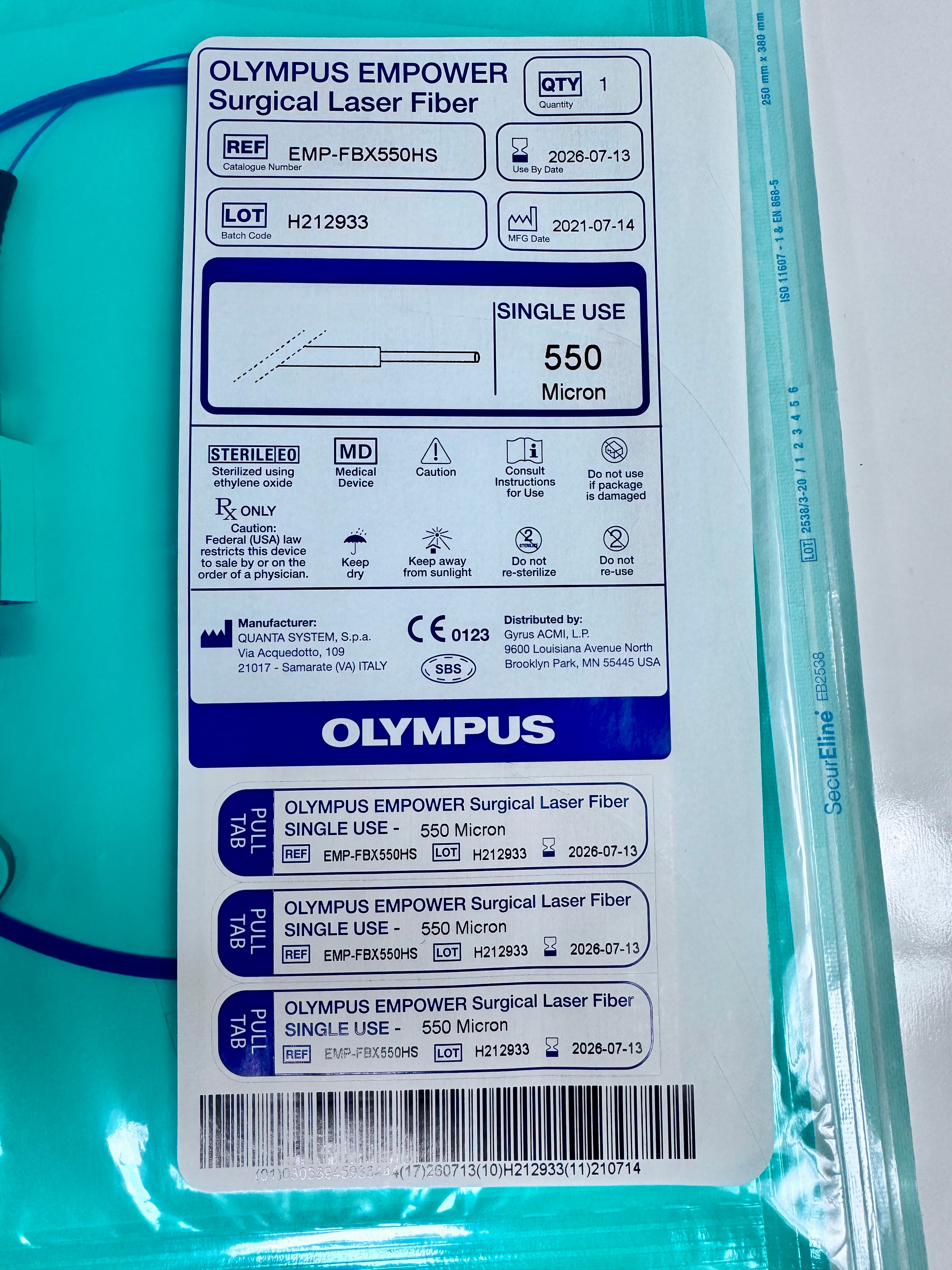 Olympus EMP-FBX550HS | 550 Micron Single-Use Holmium Laser Fibers