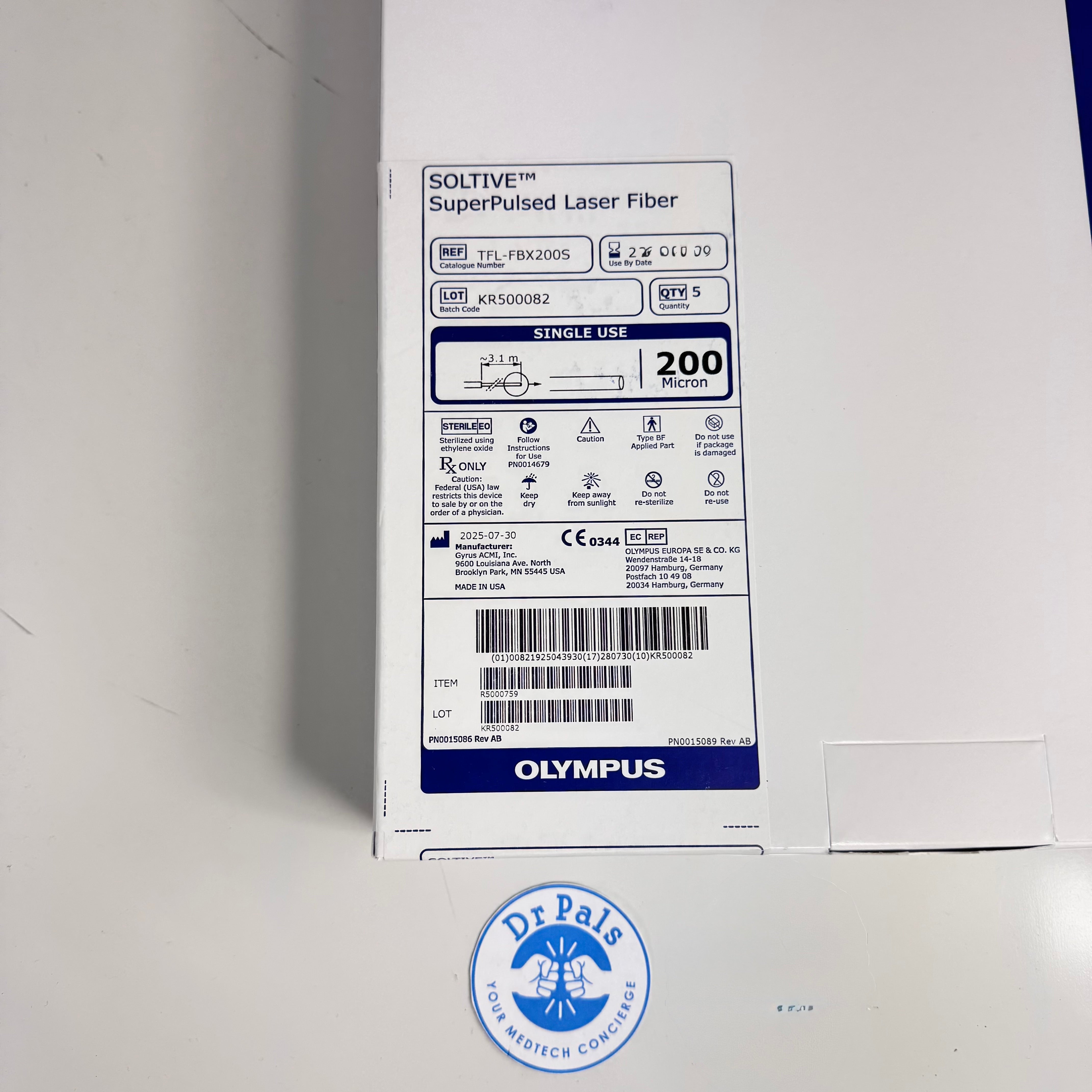 Olympus TFL-FBX200S | 200 Micron SOLTIVE Thulium Fiber Laser Fiber