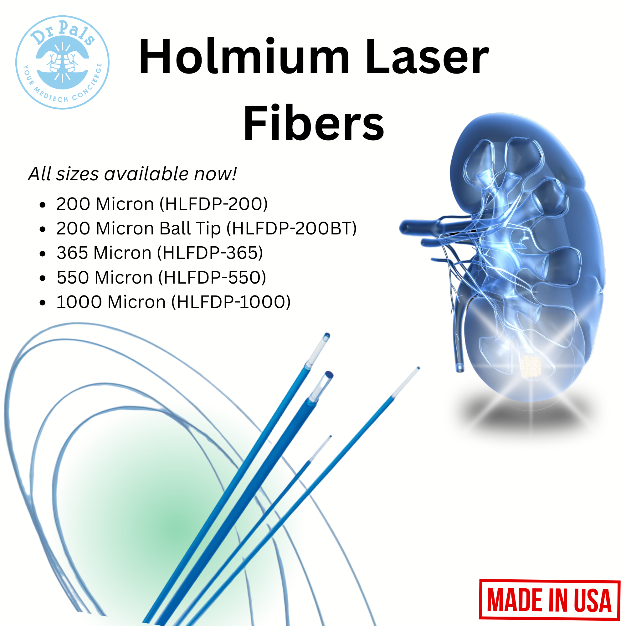 Holmium Laser Fibers for Lithotripsy – All Sizes Available | Made in USA