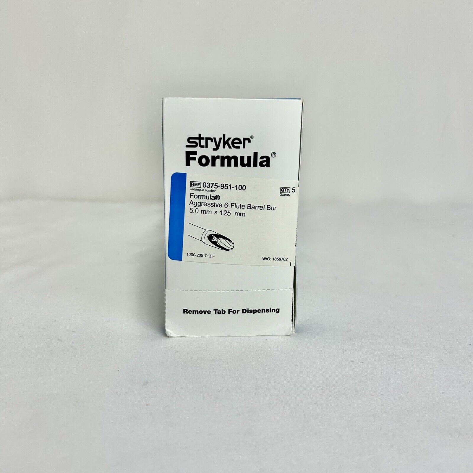 Stryker 0375-951-100 Formula Arthroscopic Shaver Blade 5.0mm x 125mm 5 per Box