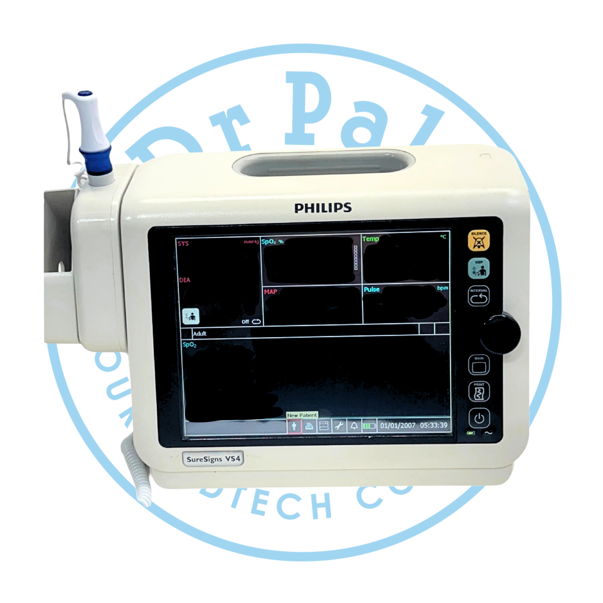 Philips SureSigns VS4 Vital Signs Monitor Model 863283  – Temp, NIBP, SPO2 (Massimo)