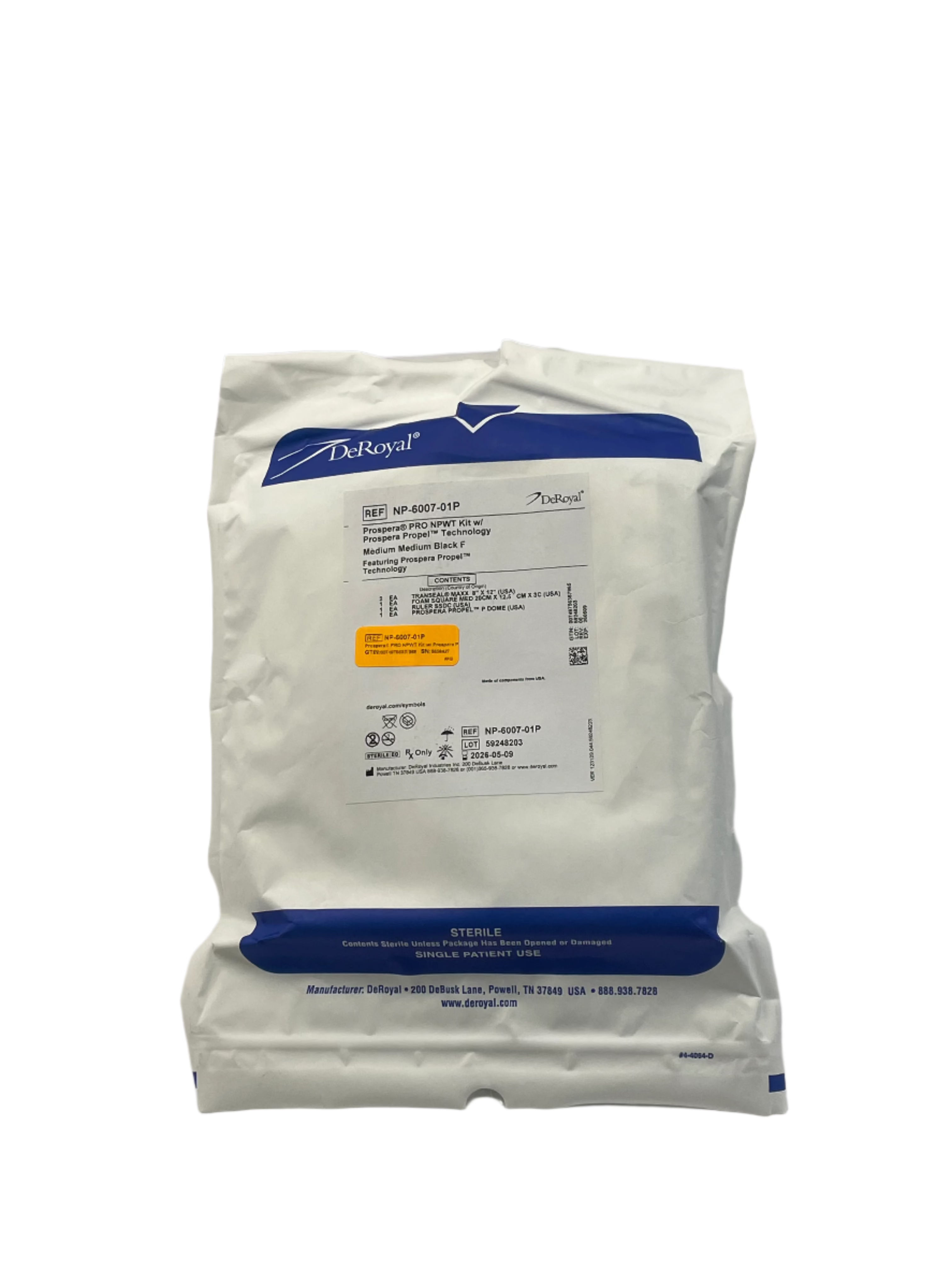 DeRoyal NP-6007P Medium Black Foam Dressing Kit NPWT Wound Care Case of 10