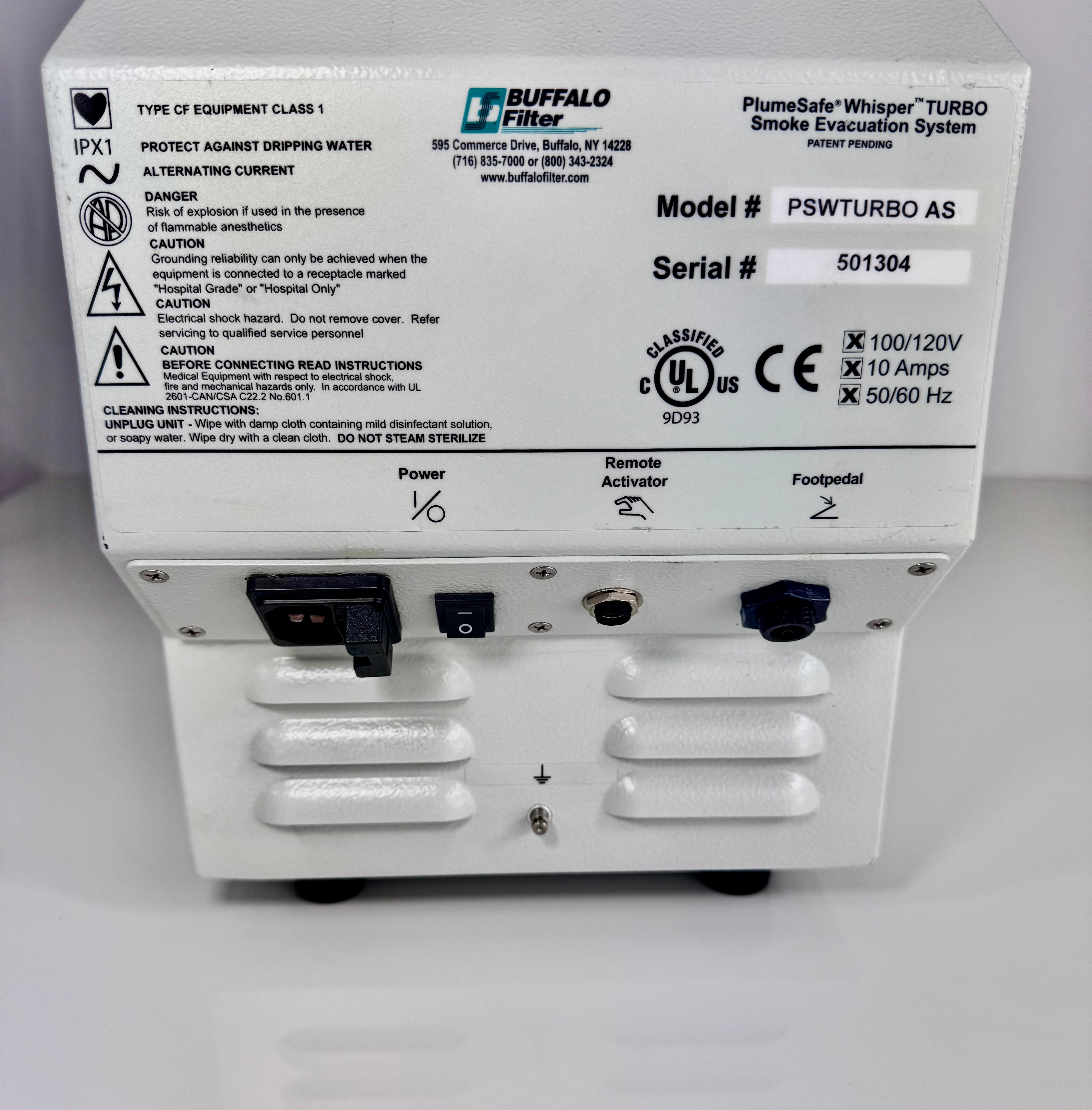 Buffalo Filter PlumeSafe Turbo Smoke Evacuation System – Advanced Surgical Smoke Filtration