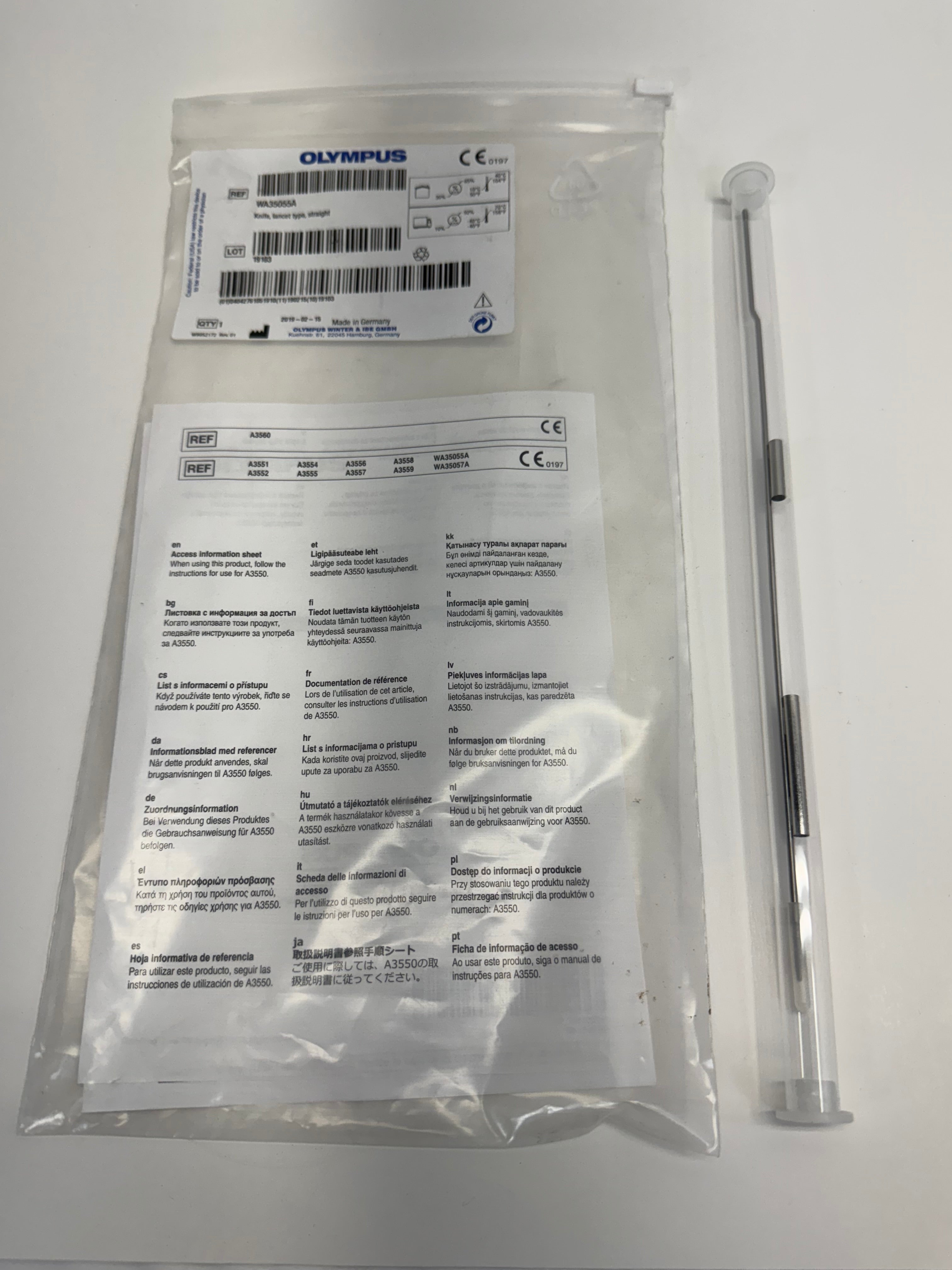 Olympus WA35055A Lancet Knife | Straight Endoscopic Knife for Urethrotomy