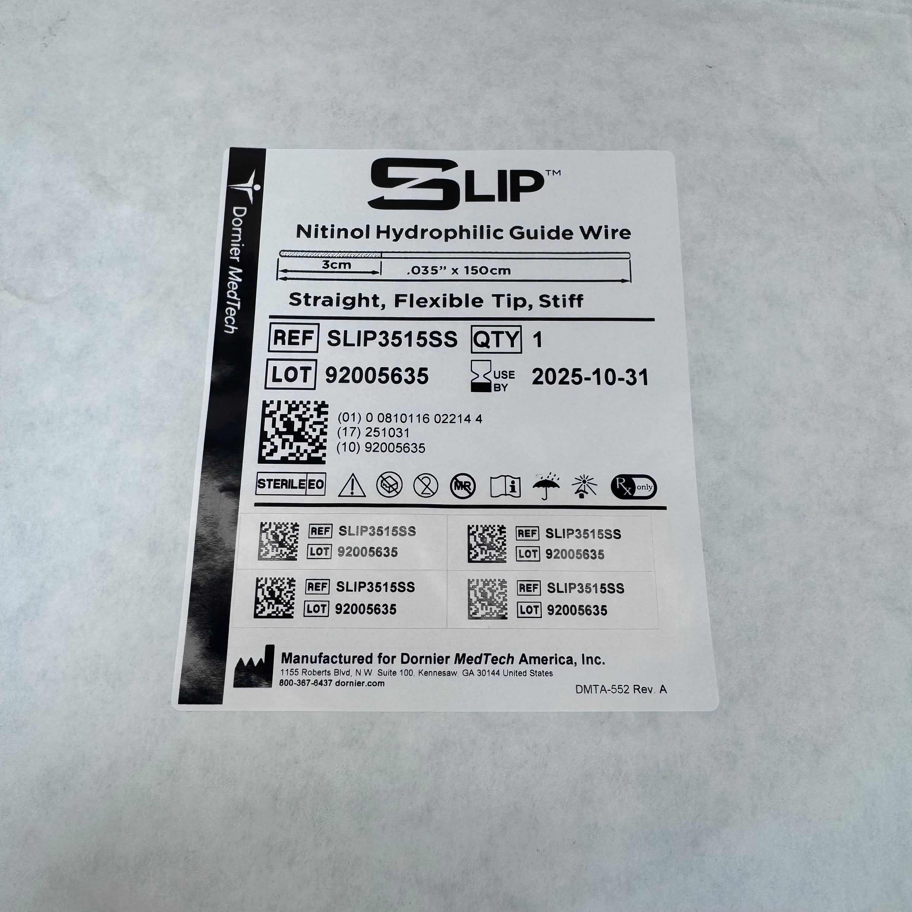 Dornier SLIP3515SS | Slip Nitinol Hydrophilic Guide Wire