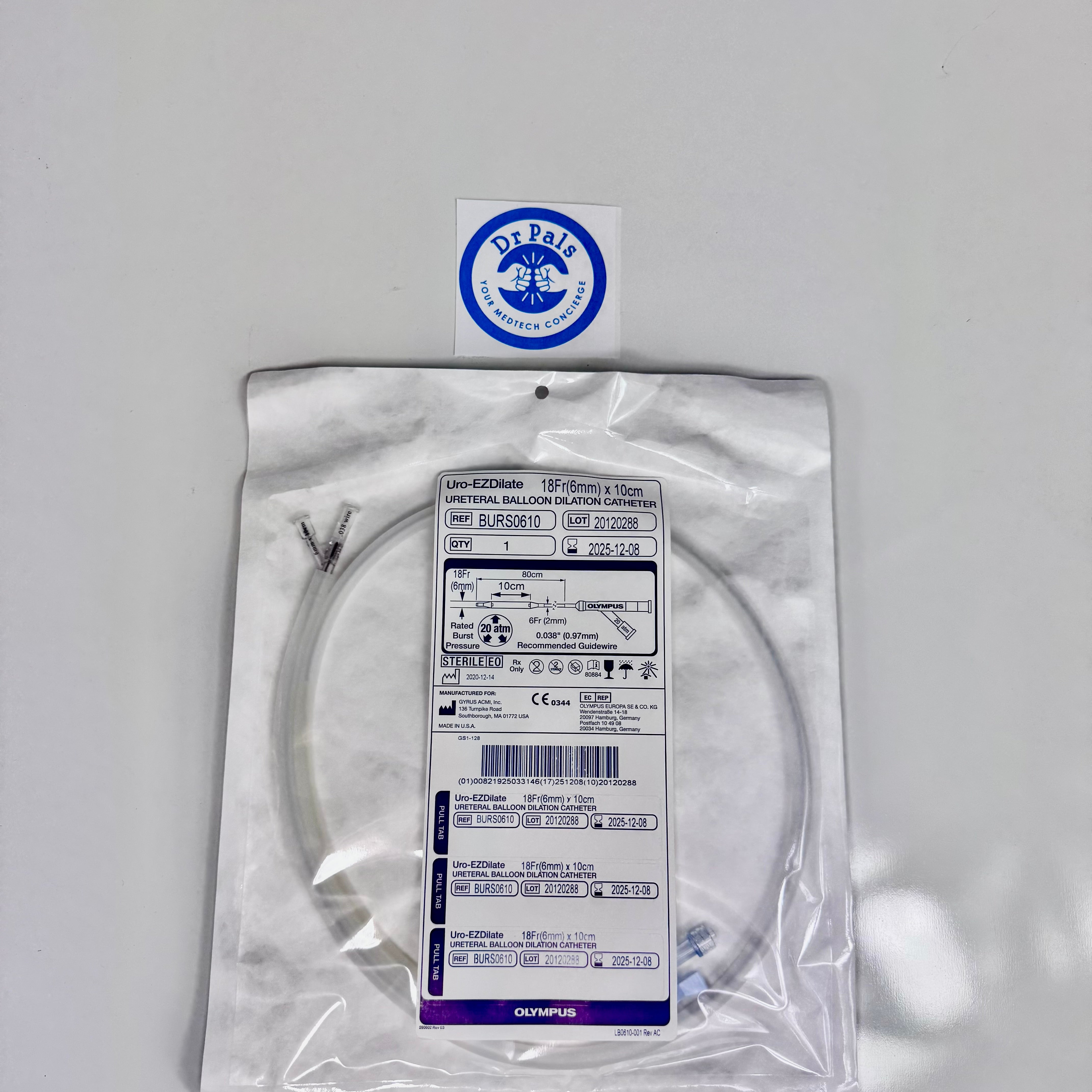 Olympus BURS0610 | EZDilate Ureteral Balloon Dilation Catheter, 6 mm (18 Fr) x 10 cm