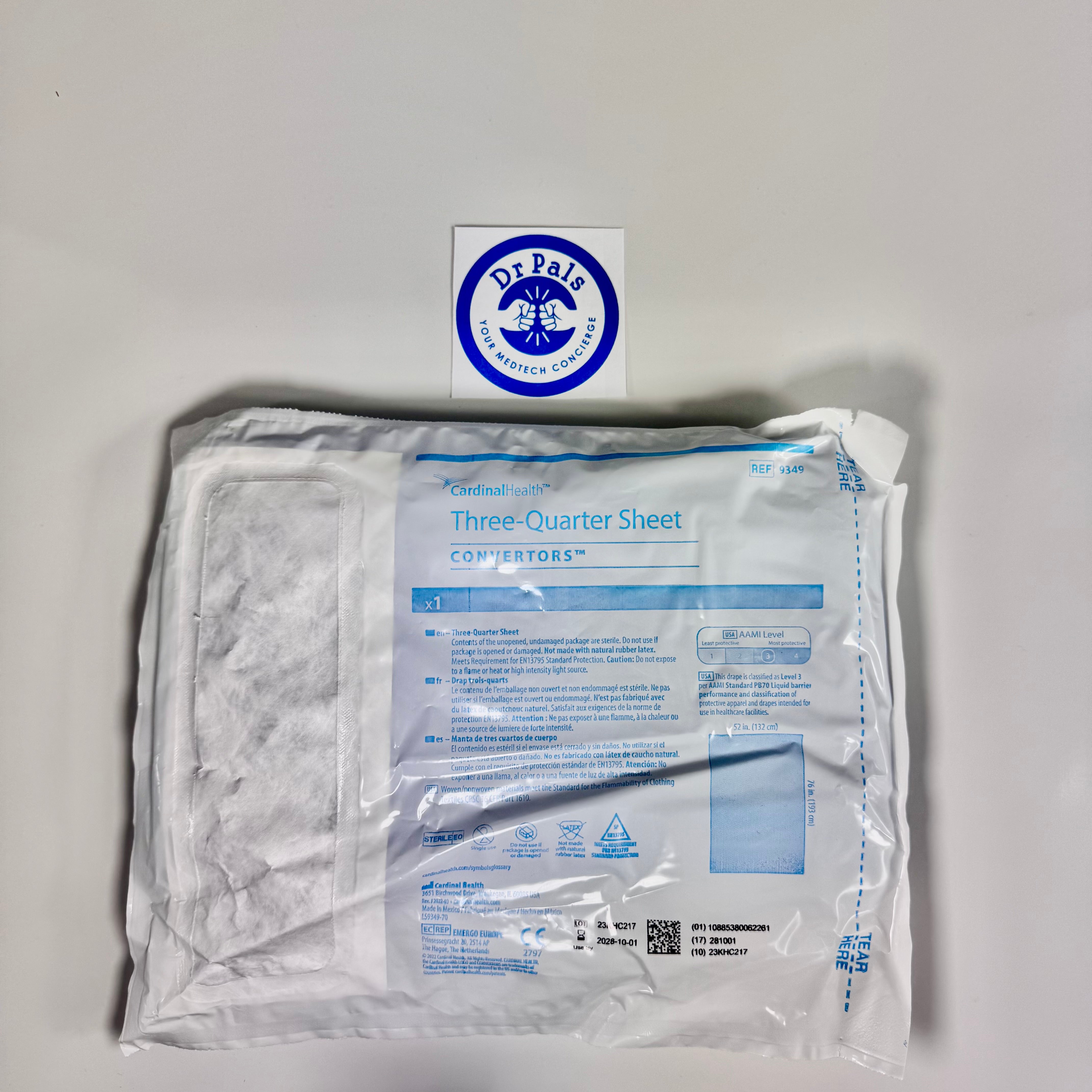 Cardinal Health Three-Quarter Drape Sheet 9349 | Sterile 40 x 72 Inch