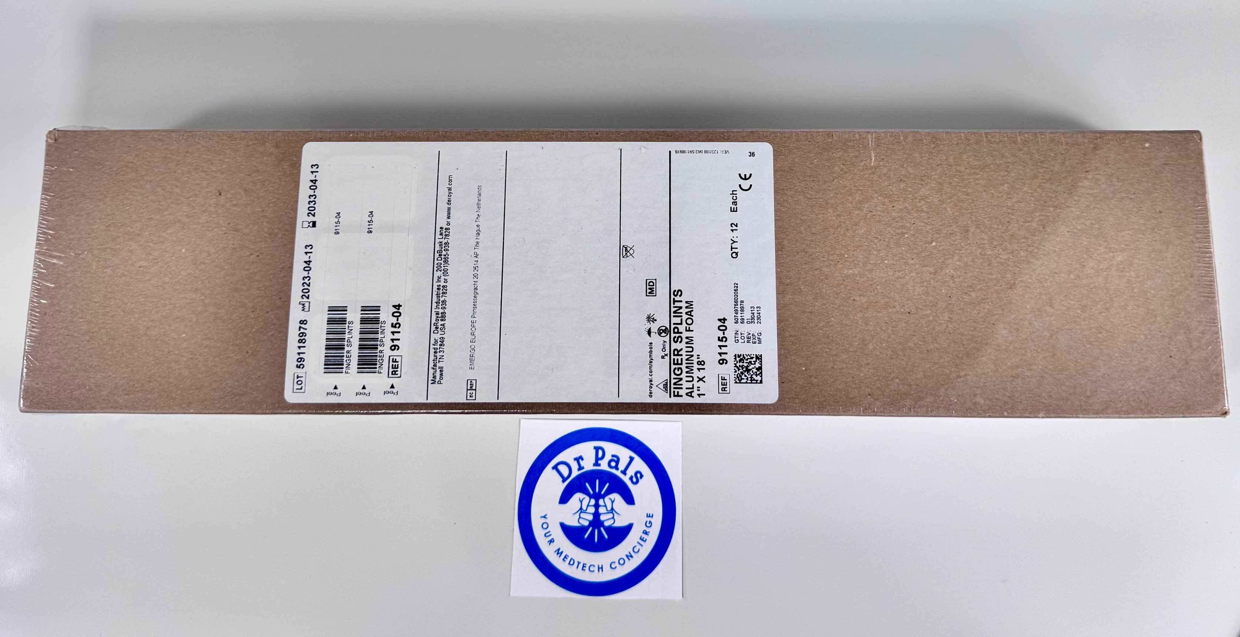 DeRoyal Aluminum Foam Finger Splints 59118978 | 12/Box