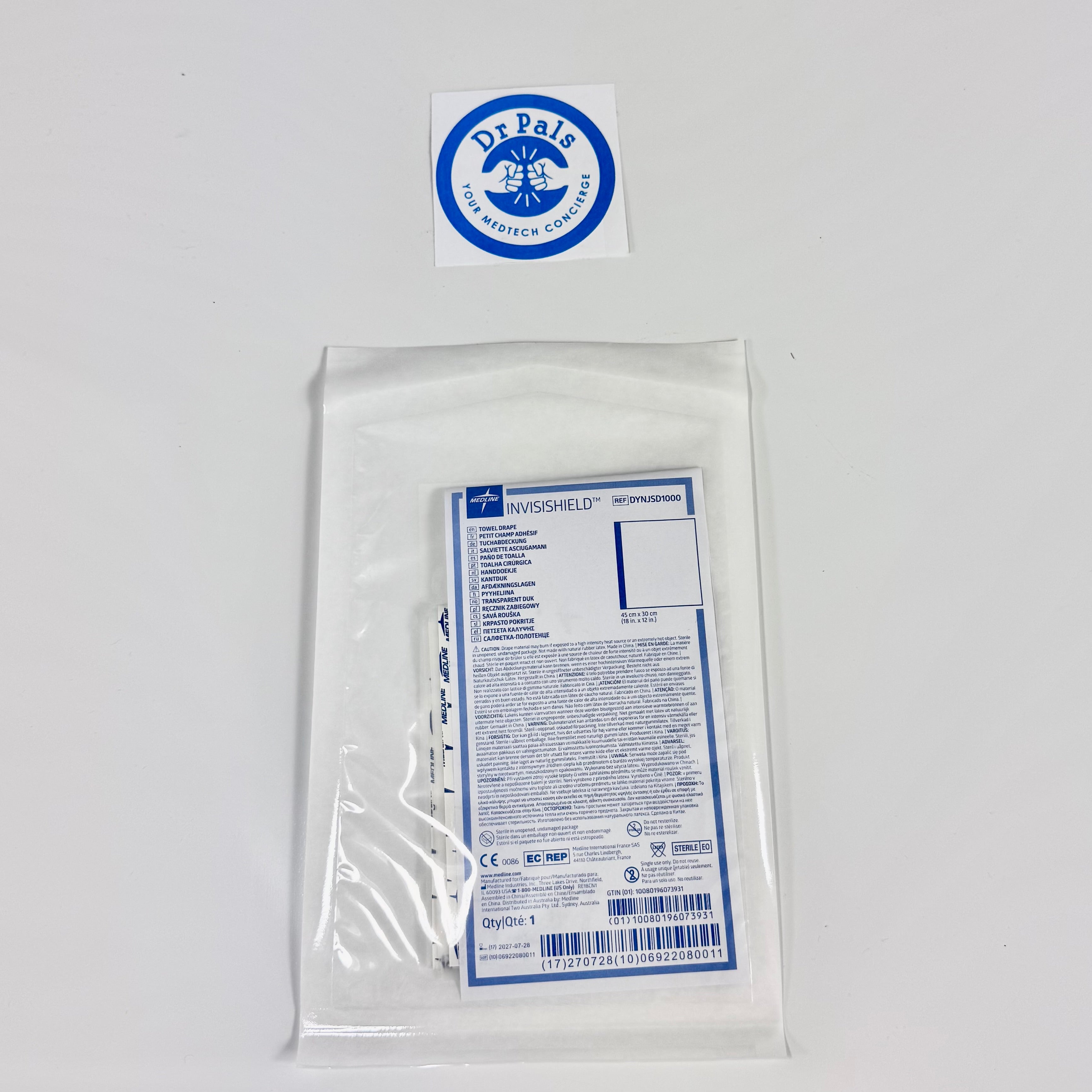 Medline Invisishield DYNJSD1000 Multipurpose Surgical Towel Drape – Small, 12" x 18" 10/Box