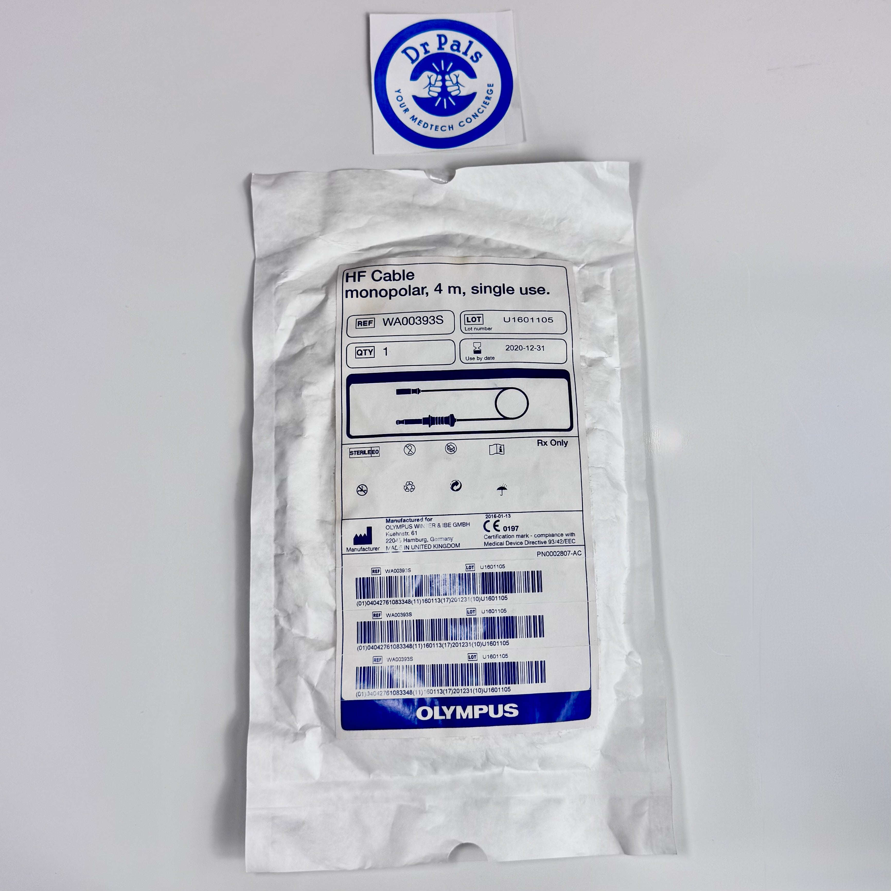 Olympus HF Cable WA00393S | Single Use Minopolar 4m 3/Box (Training)