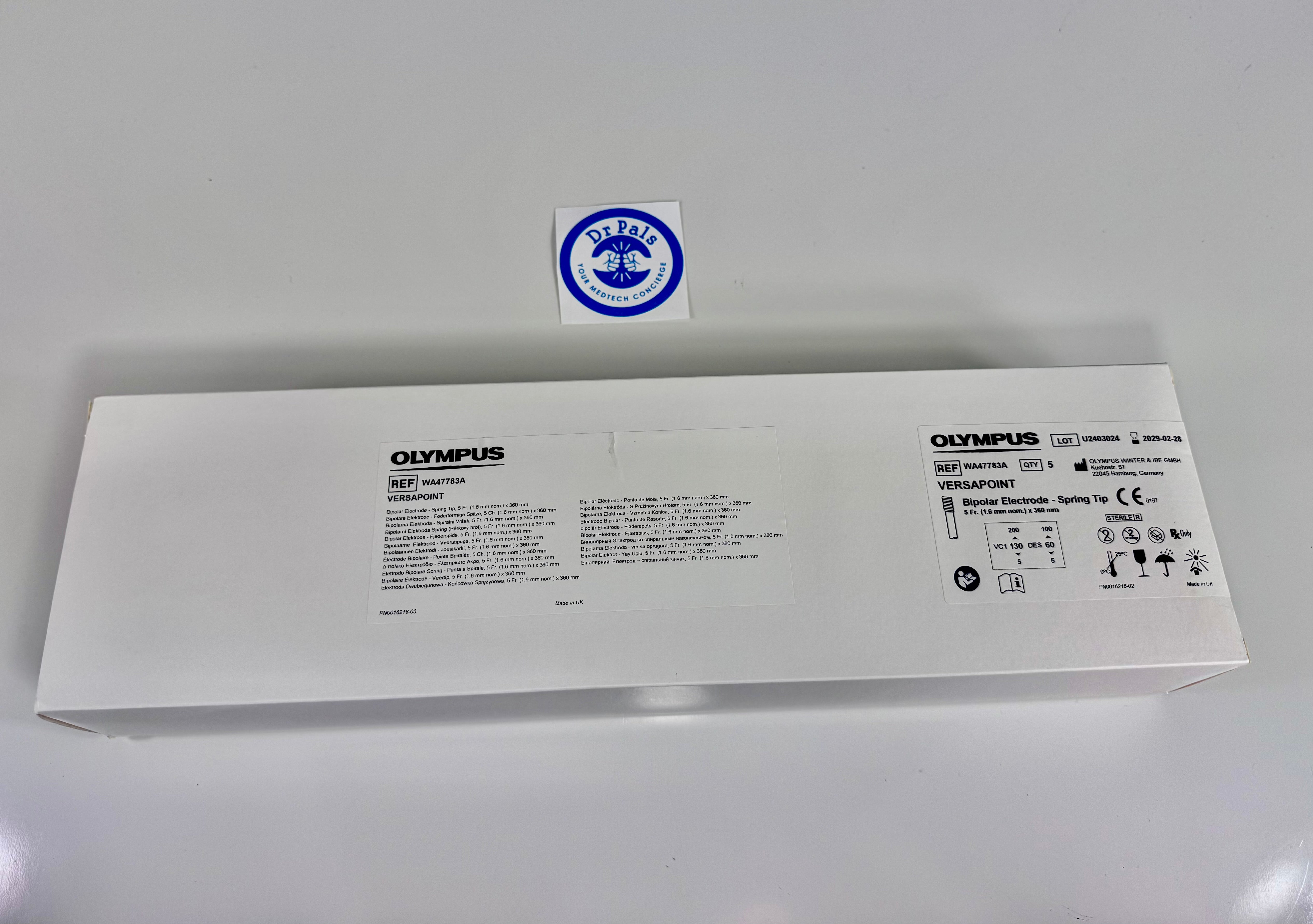 Olympus WA47783A | Versapoint Bipolar Electrode, Spring Tip, 5 French, 360 mm, Box of 5