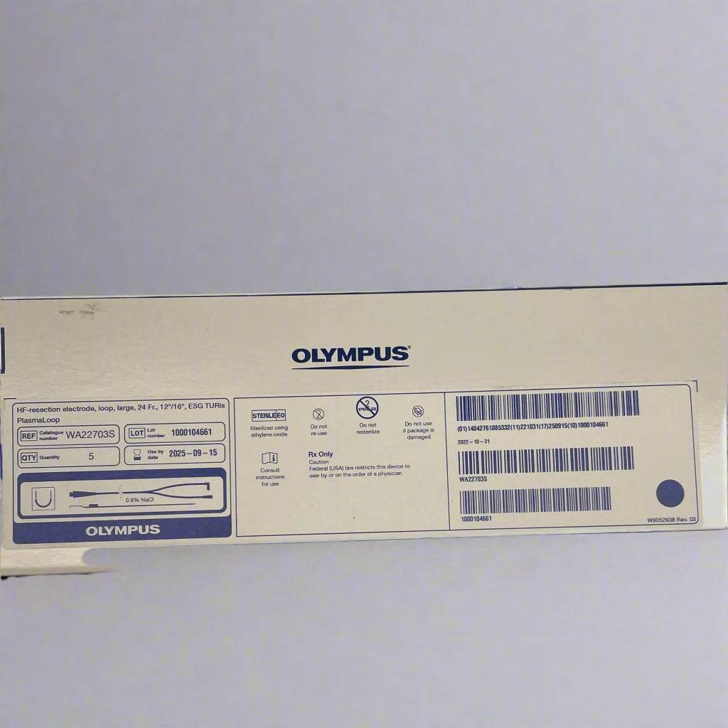 Olympus WA22703S:  HF-Resection electrode, Loop, Large, (24Fr., 12degrees/16Degrees) ESG TURis Plasmaloop, Sterile, box of 5