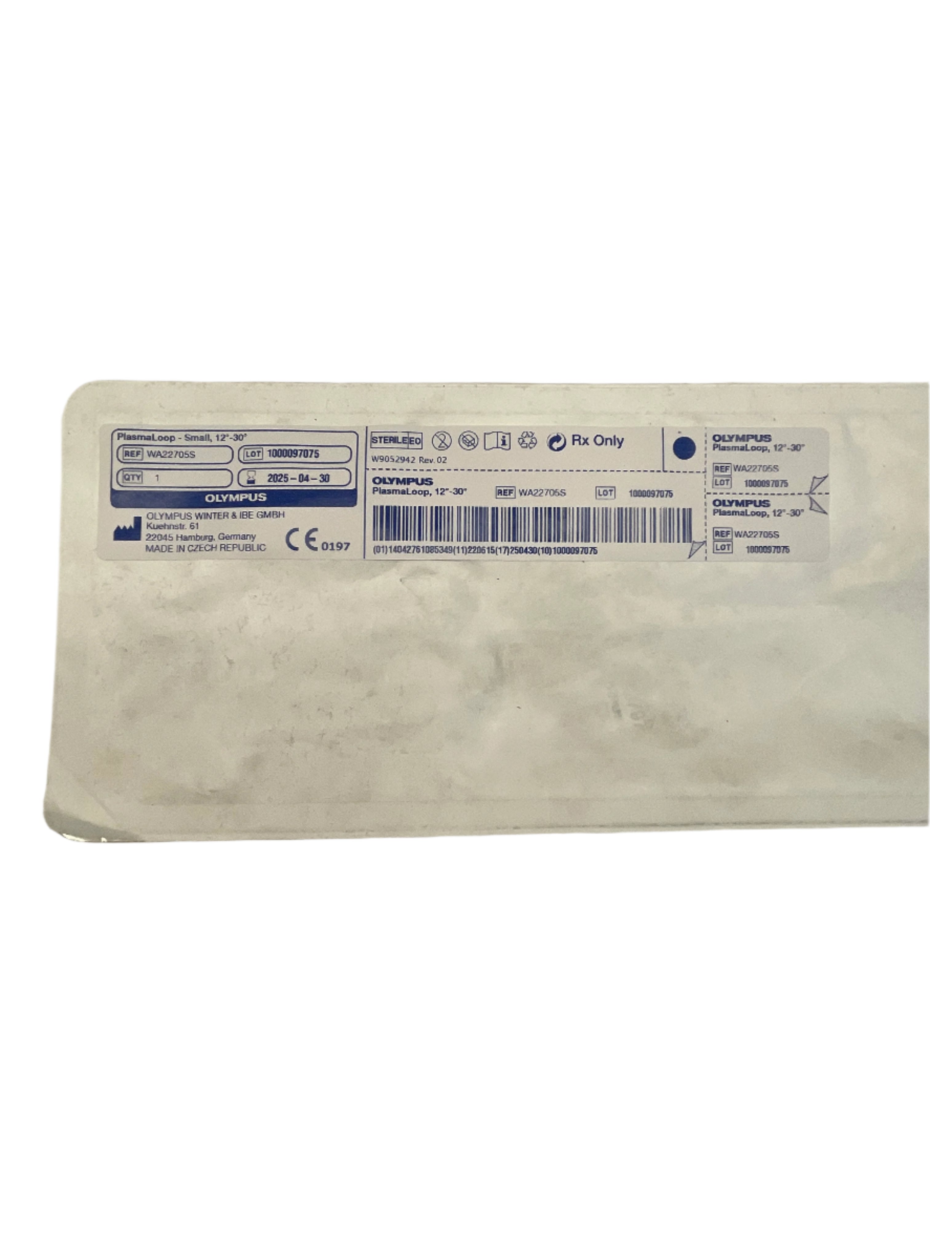Olympus WA22705S:  HF- resection electrode, loop, small, 24 Fr., (12-30 degree), ESG, TURis PlasmaLoop.