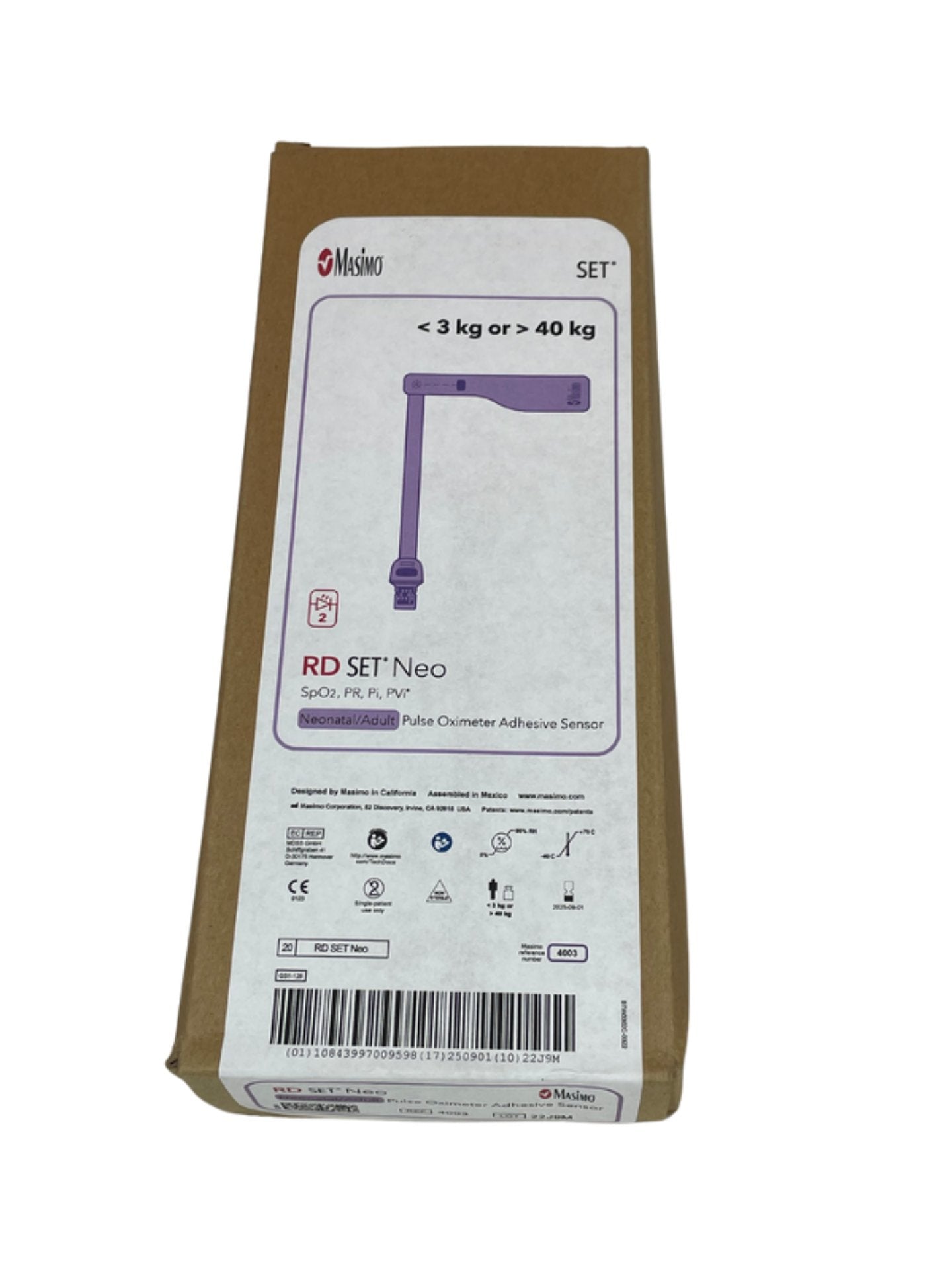 Masimo RD SET 4003 Neonatal/Adult SpO2 Sensor | Single-Use, Adhesive, 1.5 ft