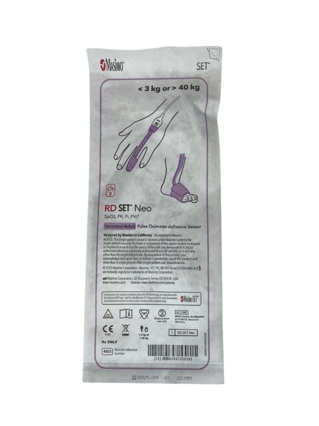Masimo RD SET 4003 | Neonatal/Adult SpO2 Sensors Box of 20 In Date
