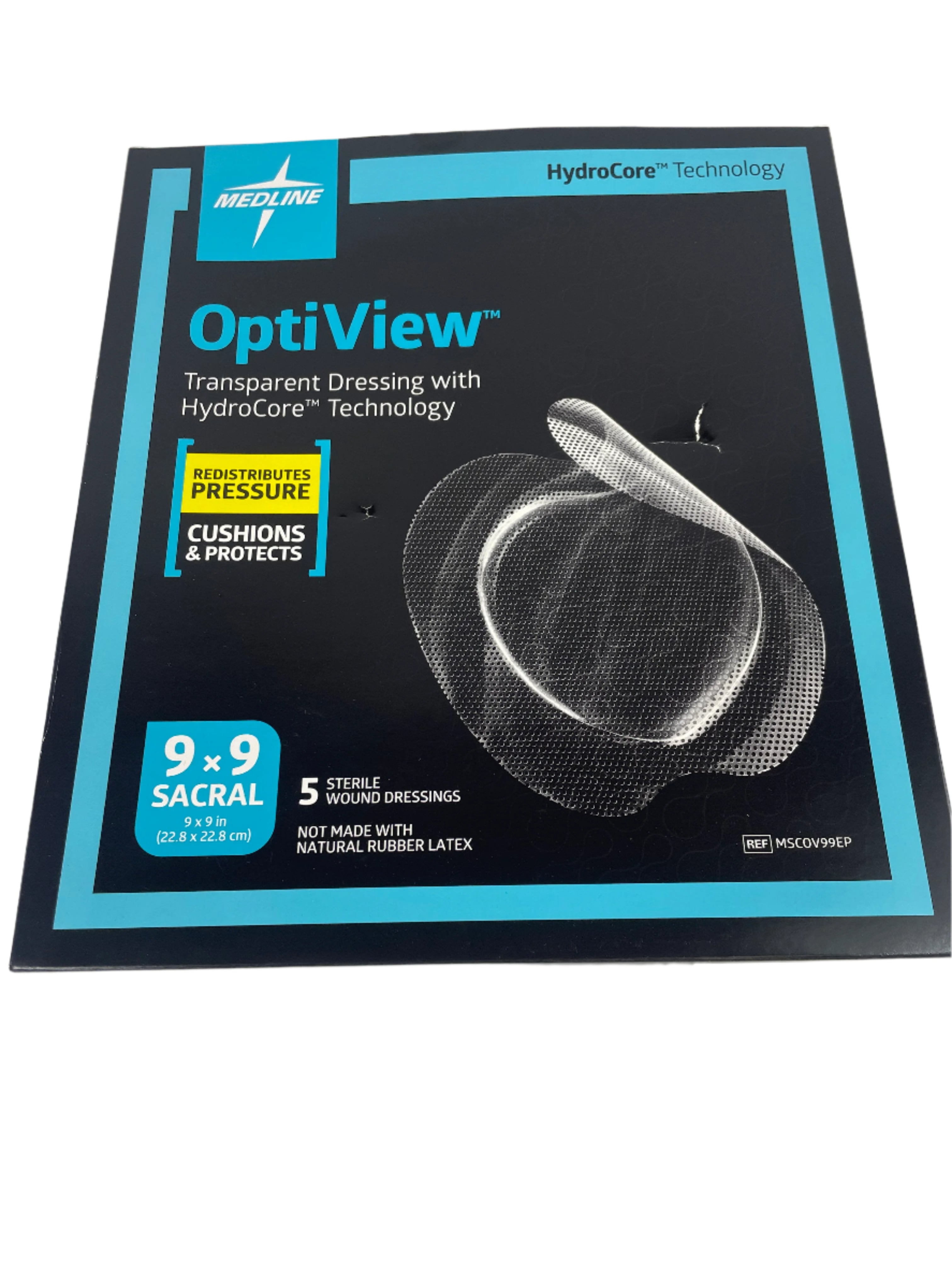 Medline MSCOV99EP | OptiView Transparent Wound Dressing 9”x9” Sacral