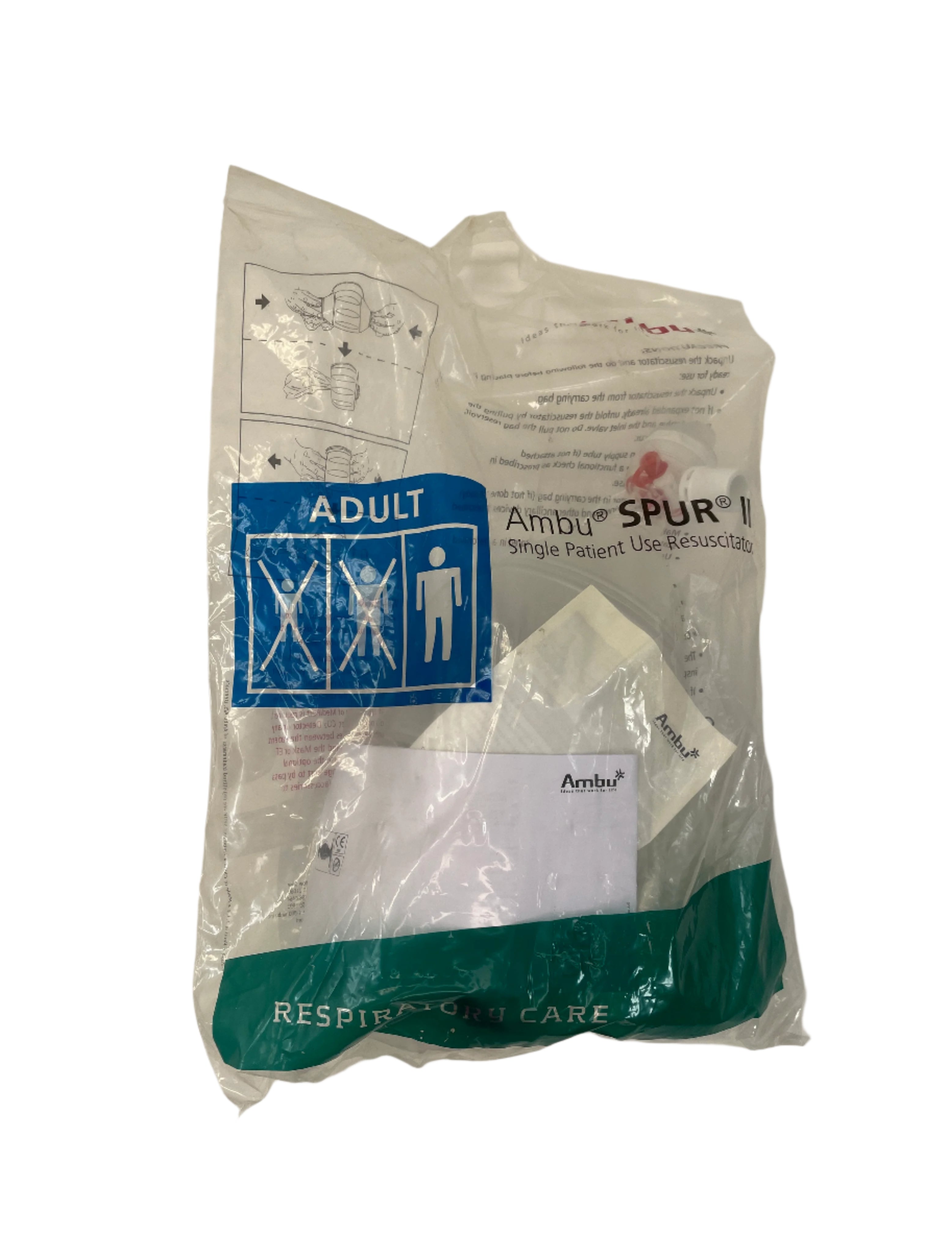 Ambu SPUR II Adult Resuscitator with Mask | Disposable Bag Valve Mask System